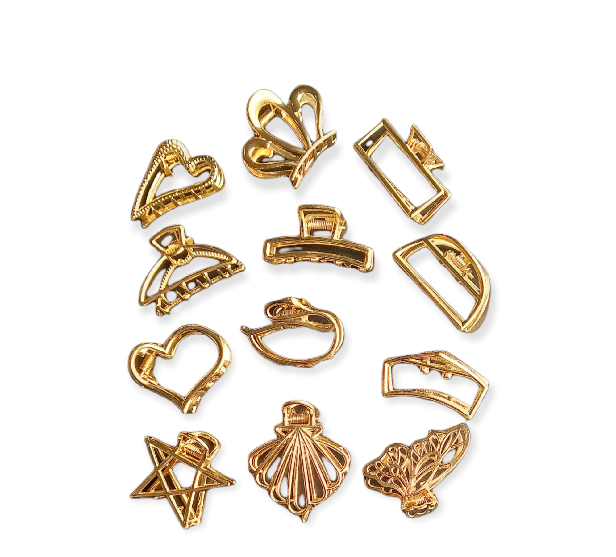 12 PCS Women's Metal Hair Claws Barrettes - Elegant Hair Accessories & Hairpins for Ladies & Girls - Perfect for Parties, Weddings & Everyday Styling