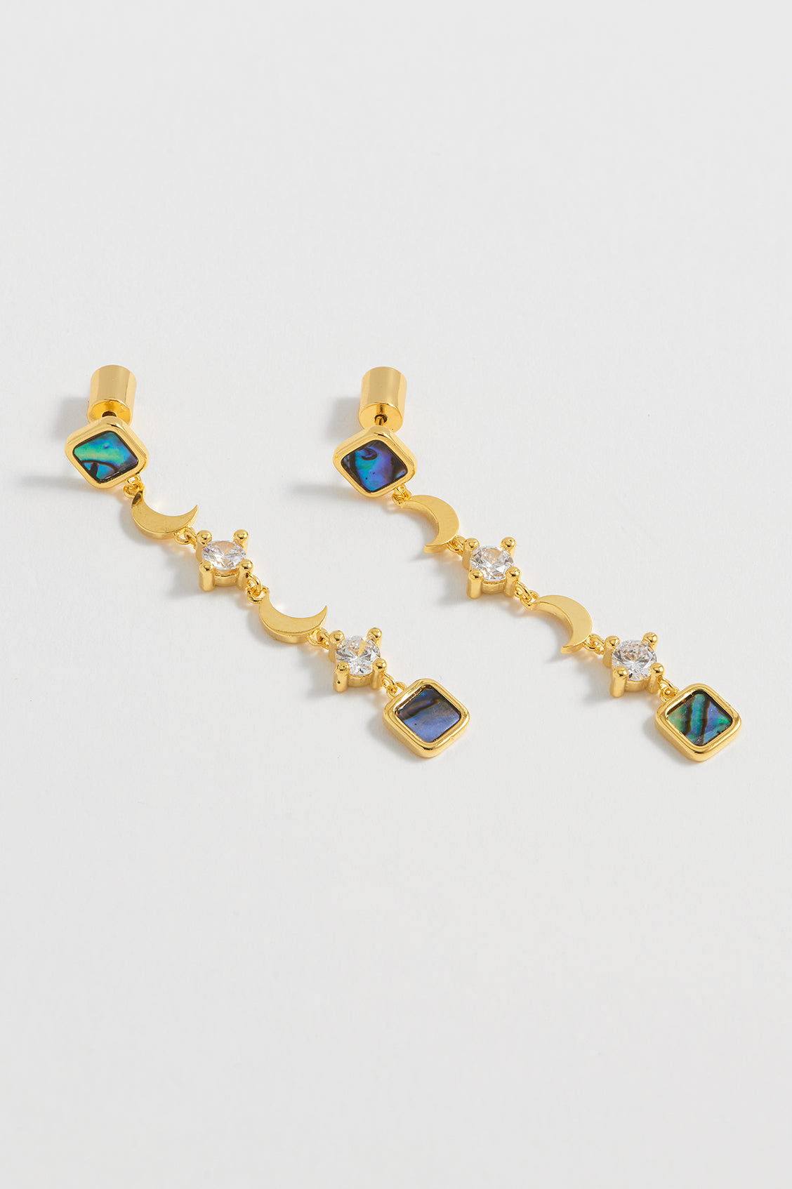 Elegant Abalone CZ Moon Drop Earrings for Women - Perfect for Evening Parties, Weddings & Special Occasions