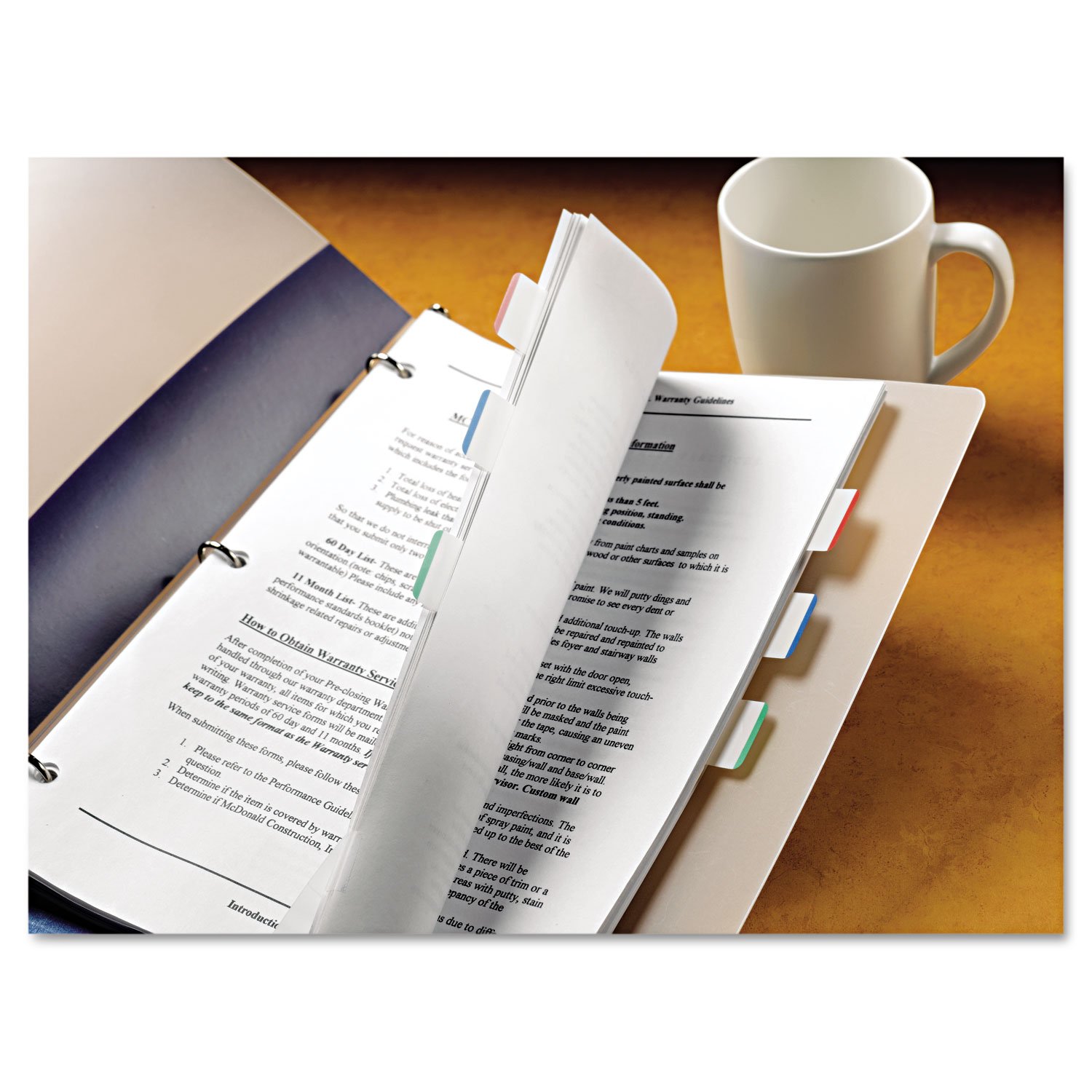 Post-it 686LGBR File Tabs, 1 x 1.5 Inches, Lined, Blue Green Red, 66-Pack - Perfect for Office Organization, Document Filing & Notebook Indexing