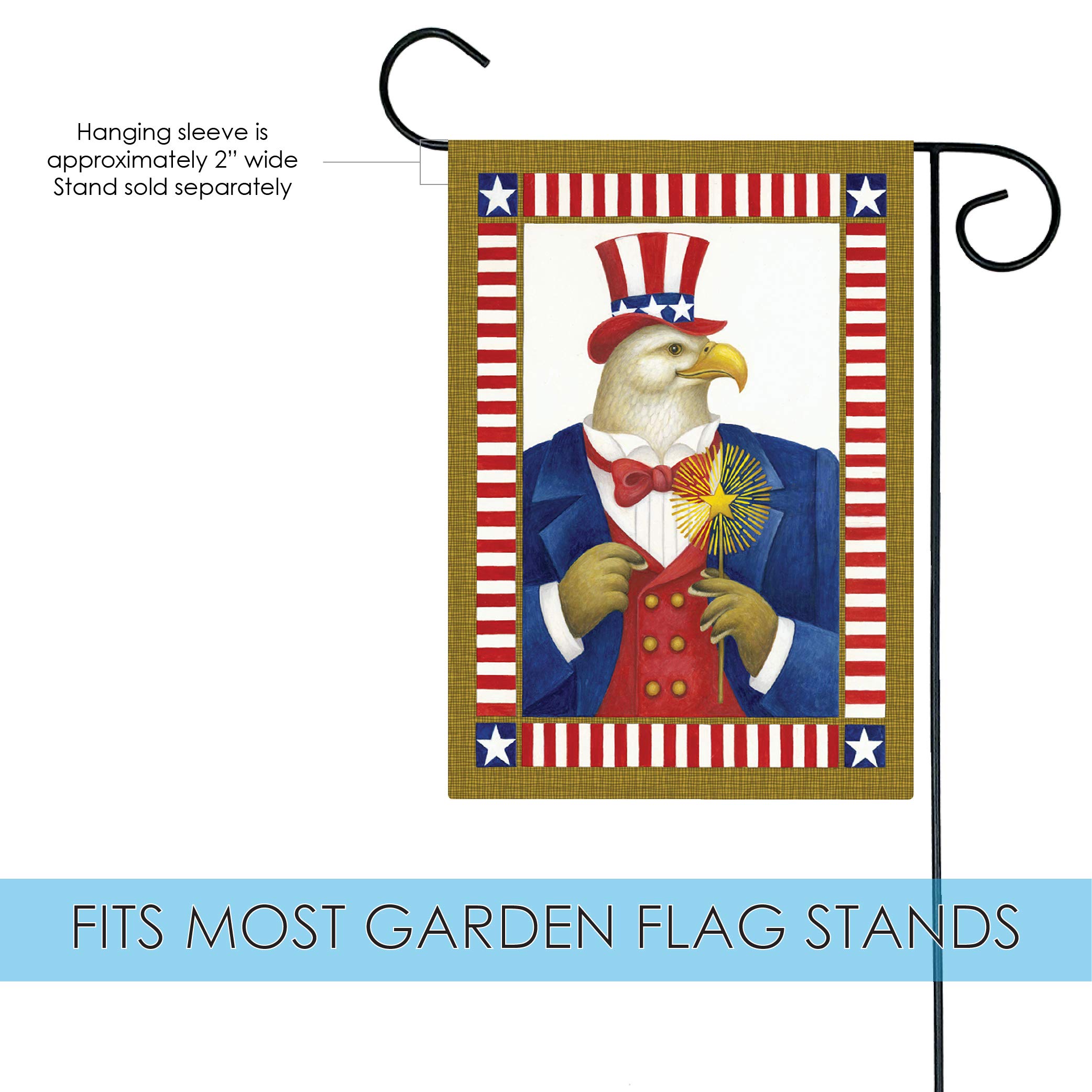 Toland Home Garden 119827 Uncle Eagle Sam Patriotic Flag - 12x18 Inch Double Sided American Garden Flag for Outdoor Yard & House Decoration - Perfect for 4th of July, Memorial Day & Patriotic Events