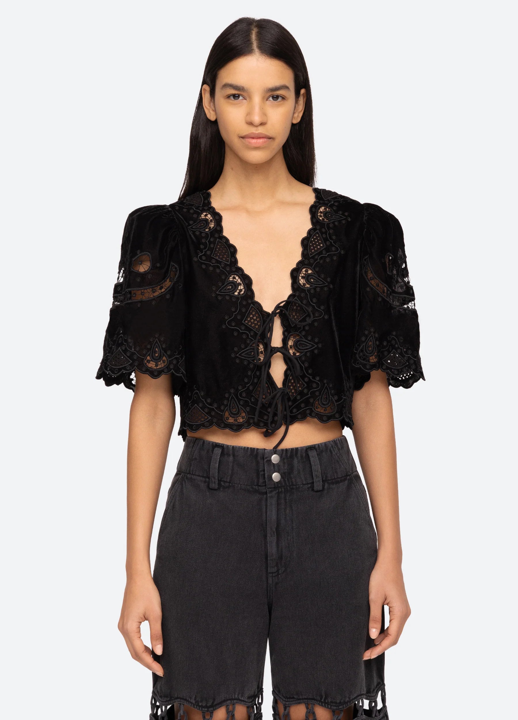 Eliana Tie Top Black - Stylish Women's Blouse for Casual & Office Wear