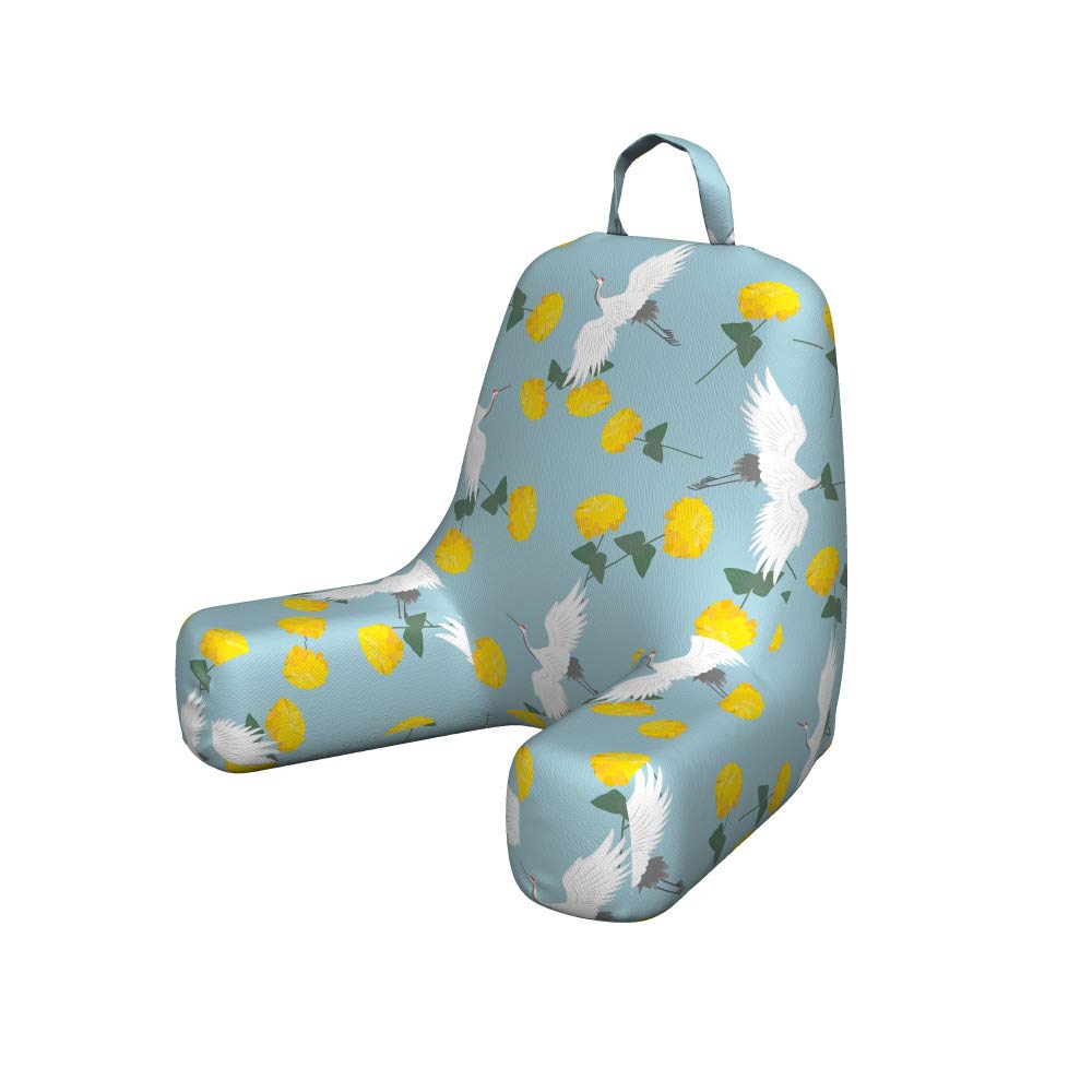 Ambesonne Yellow Bird Pillow Cover - Soft Fabric, Flying Cranes & Flowers - for Reading & Bed Rest