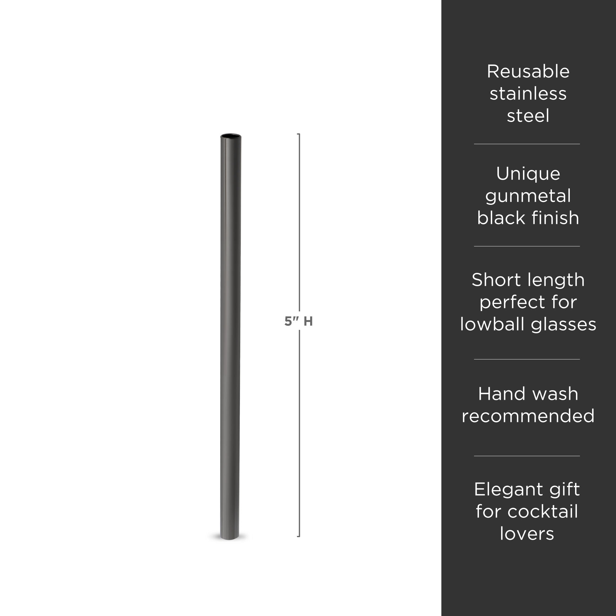 Warren Lowball Whiskey Straws - Set of 6 Reusable Stainless Steel Cocktail Stirrers - Perfect for Bourbon, Scotch & Old Fashioned Drinks at Home Bars or Parties