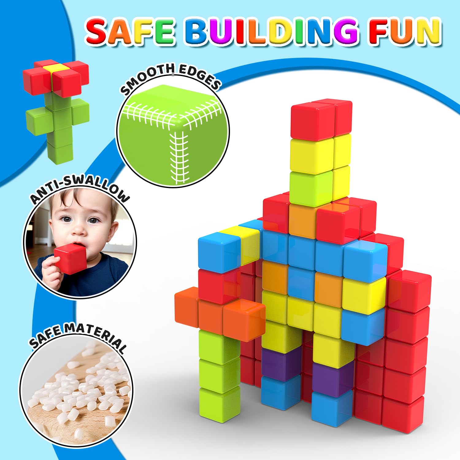 Pairez Magnetic Building Blocks for Toddlers - 24 PCS Large 1.65 Inch Stacking Cubes, Montessori Sensory Toys for Boys & Girls Ages 1-3 | STEM Learning, Creative Play & Early Childhood Development Toys