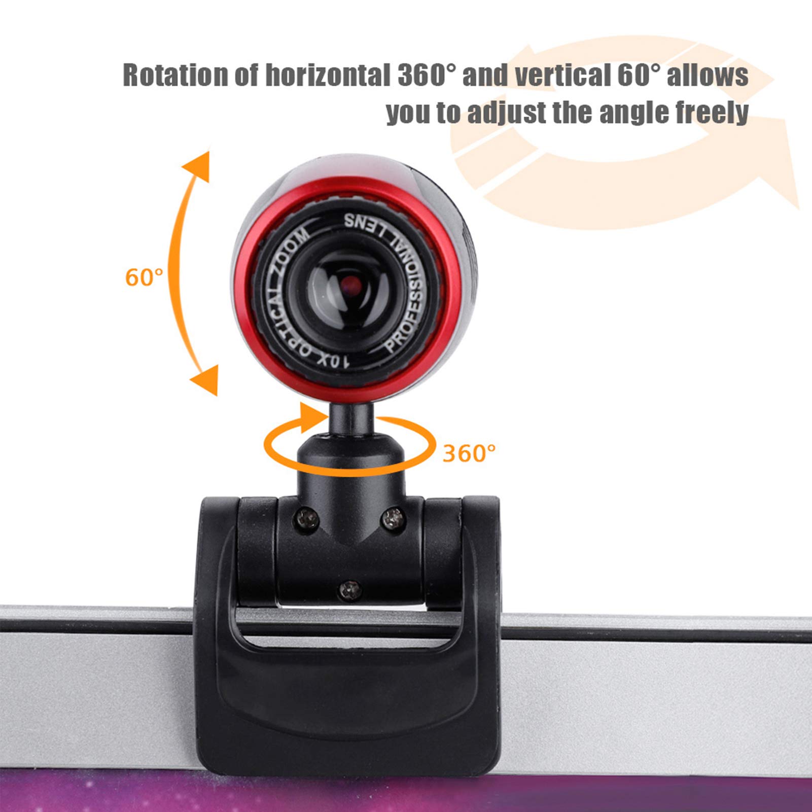 360 Degree Web Camera for Laptop & PC - Plug & Play USB 2.0 with 640x480 Resolution - Perfect for Video Conferencing, Online Classes & Streaming