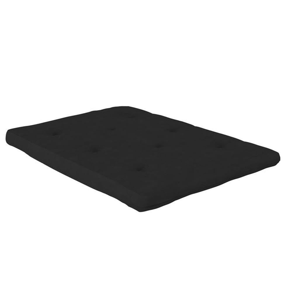 Pemberly Row 6 Inch Full Size Futon Mattress - Black Microfiber Cover - Comfortable Foldable Sofa Bed for Small Spaces, Guest Rooms & Dorm Living