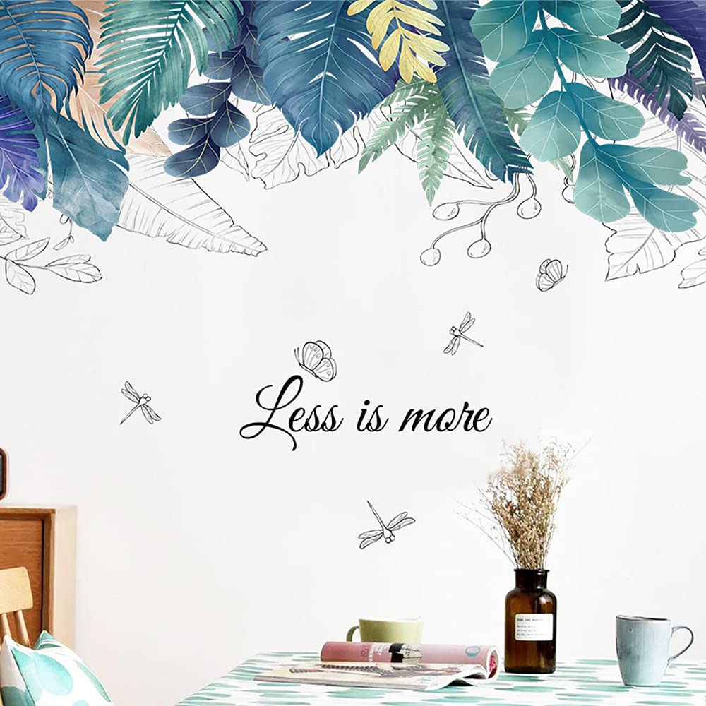 Removable Tropical Leaves Wall Decals - Jungle Green Palm Tree Plant Stickers for Home Decor | Perfect for Living Room, Kids Room, Bedroom & Playroom | Easy Peel & Stick Wall Art for Boho, Nature-Themed Interior Design