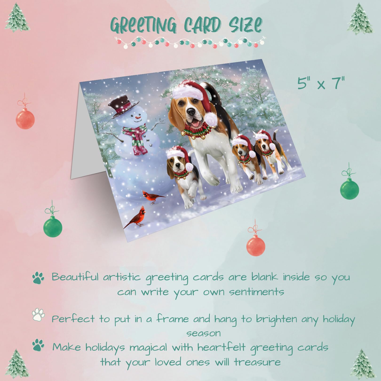 Christmas Dog Greeting Cards for Beagle Lovers - 10 Adorable Pet Invitation Cards with Envelopes - Festive Holiday Cards for Family, Friends & Pet Owners - Perfect for Christmas Gifts, Pet Birthday Parties & Holiday Mailings