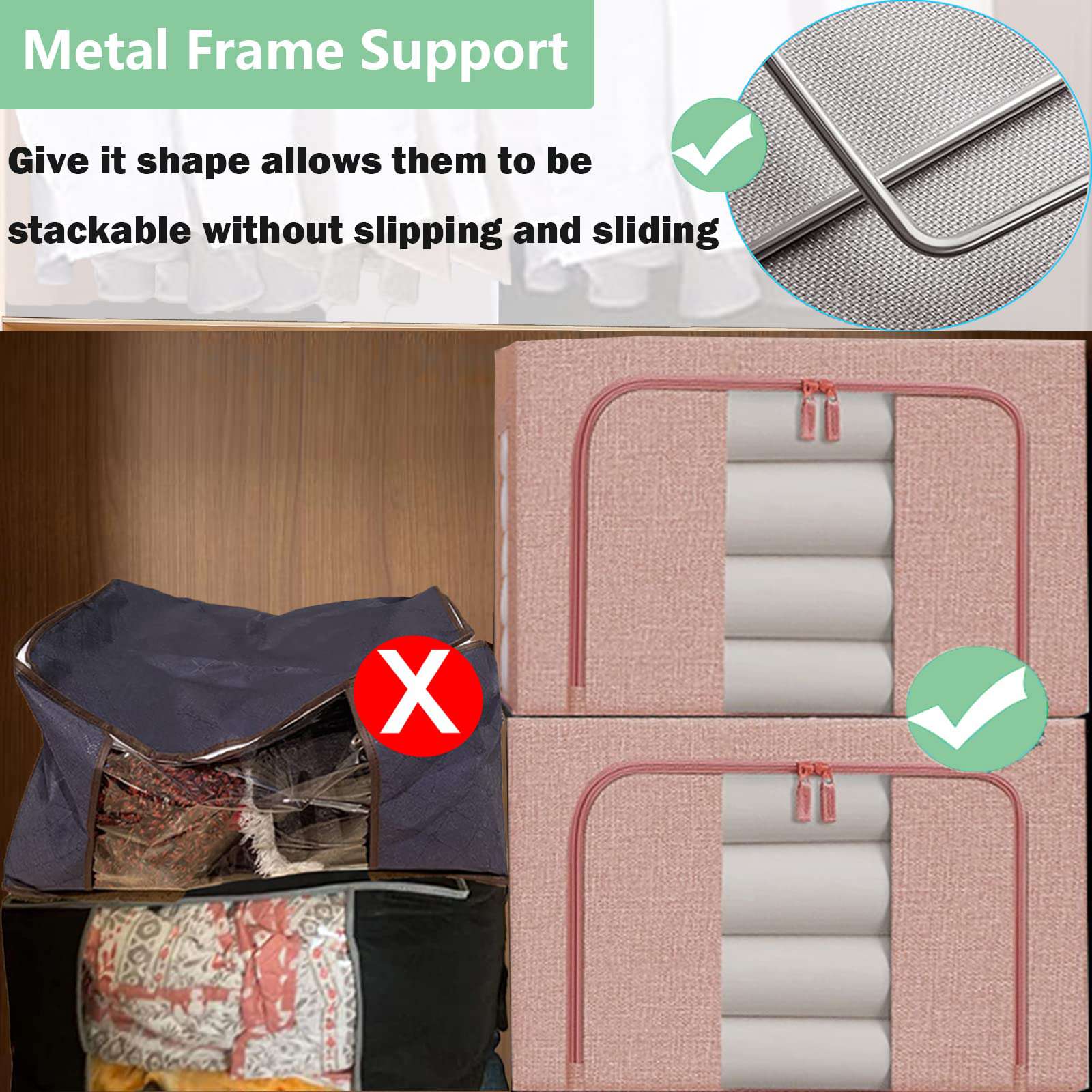 100L Large Cloth Storage Box - Closet Organizer for Clothes, Blankets & Seasonal Items | Space-Saving Wardrobe Storage Solution (Pink) | Perfect for Bedroom, Dorm & Travel Organization