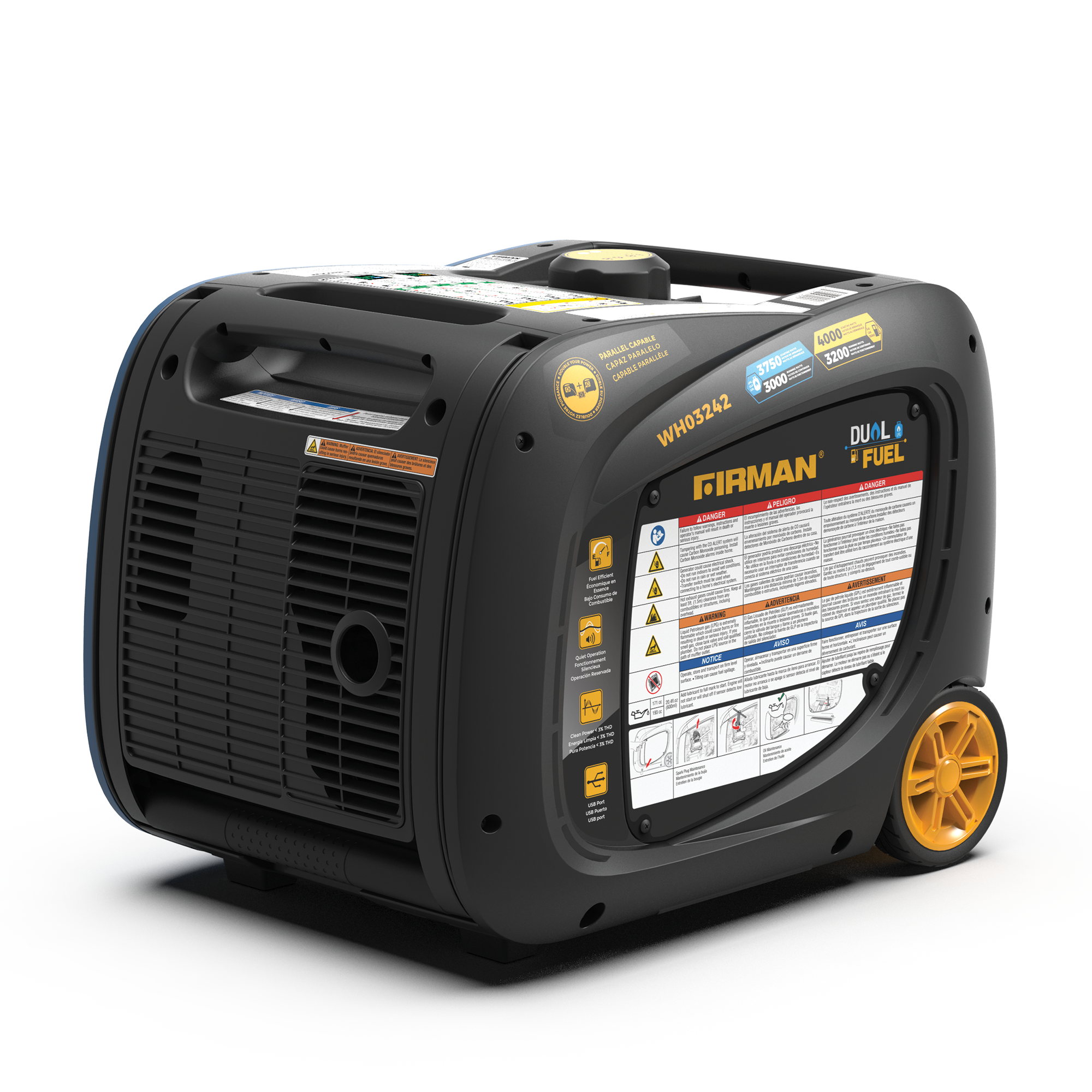 Refurbished 4000W Dual Fuel Inverter Generator with Electric Start - Perfect for Camping, RV Trips & Emergency Power Backup
