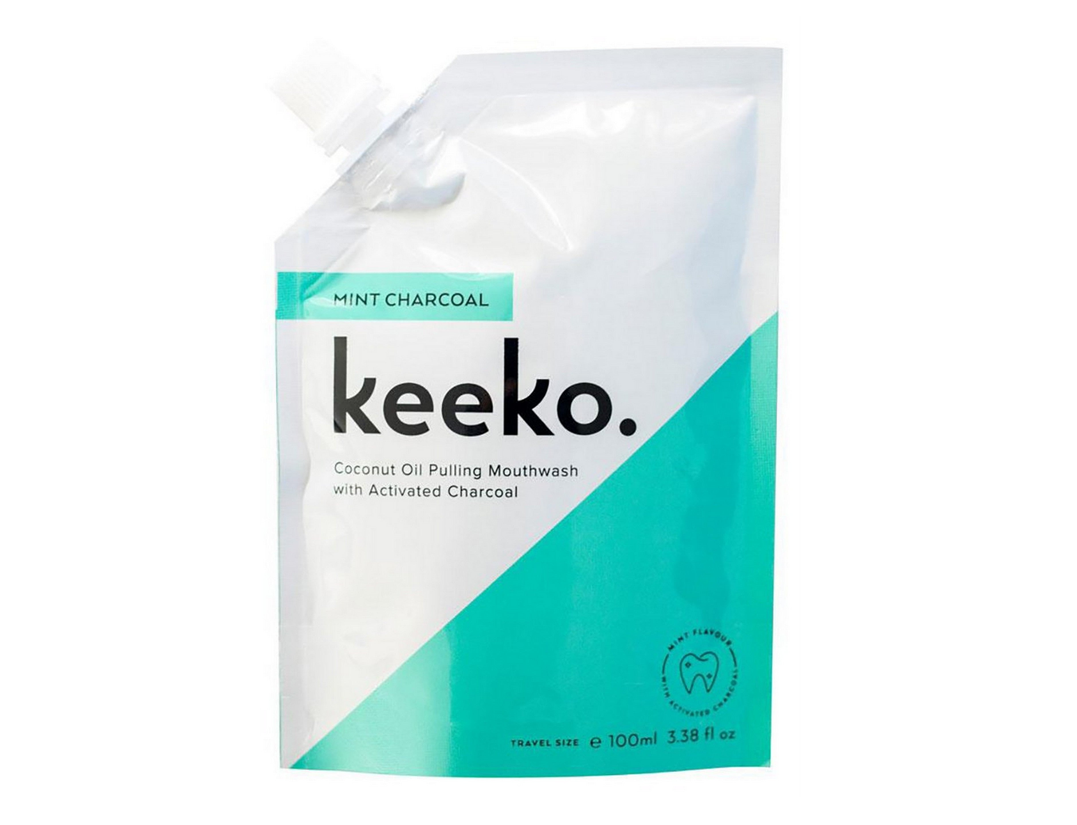 Keeko Natural Organic Mint Charcoal Oil Pulling Mouthwash - 3.38 oz (100ml) for Fresh Breath & Oral Detox - Perfect for Daily Oral Care & Teeth Whitening