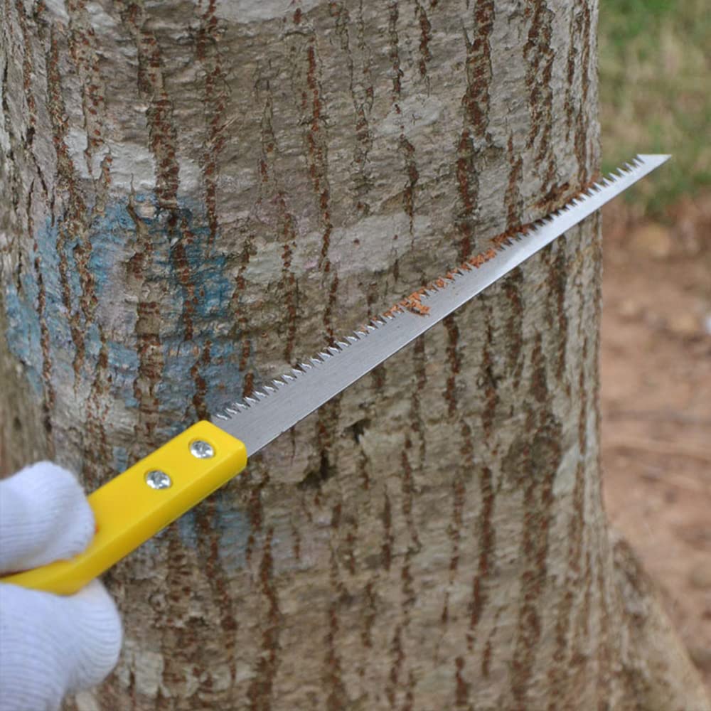 2024 New Outdoor Portable Hand Saw - Mini Wall Panel Rugged Woodworking Small Saw with Bamboo Fine Teeth, Grey-Yellow Handle - Perfect for Camping, Gardening, Pruning & DIY Wood Projects
