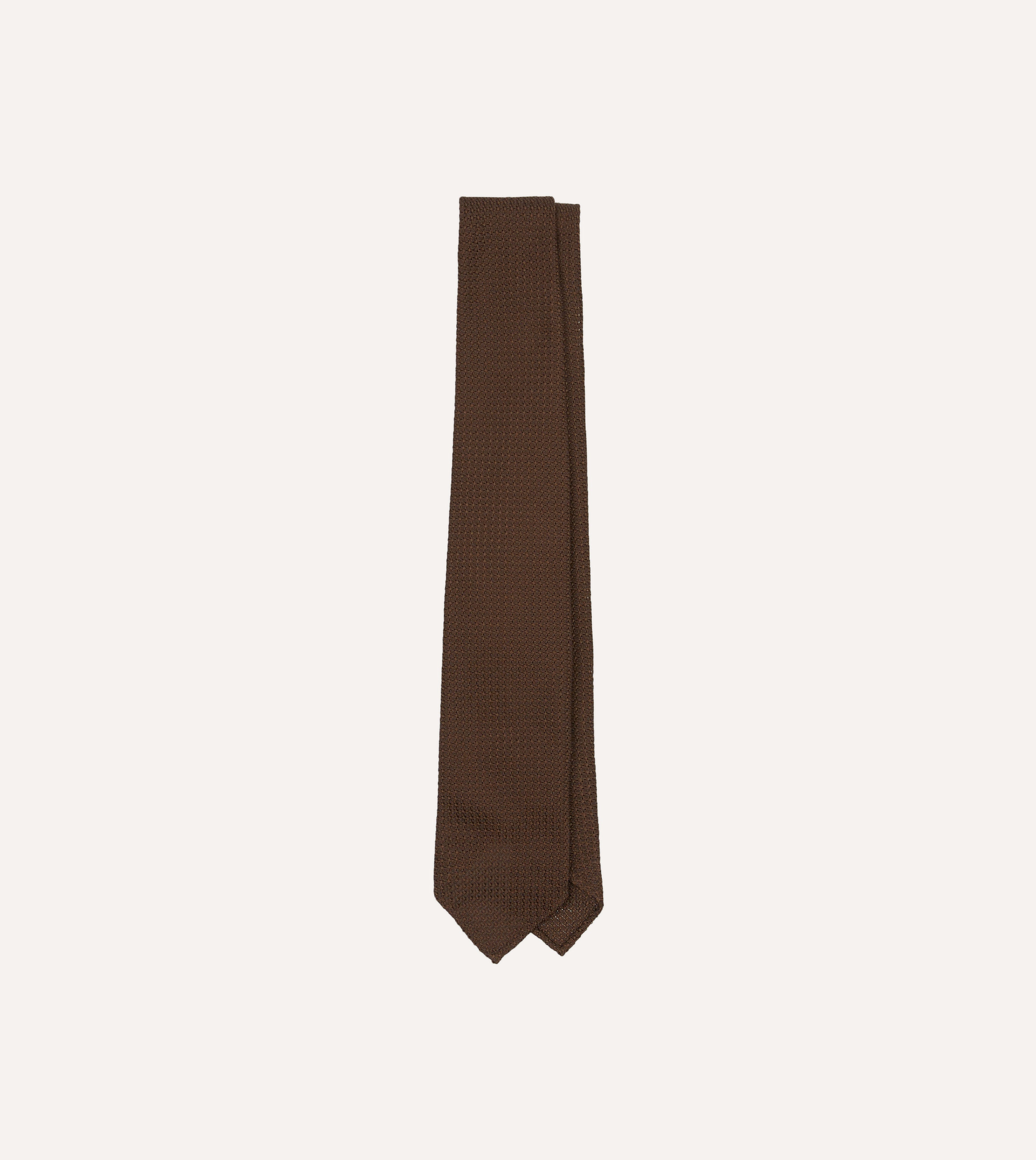 Premium Brown Hand-Rolled Large Knot Grenadine Silk Tie for Men - Elegant Formal & Business Necktie for Weddings, Office & Special Occasions