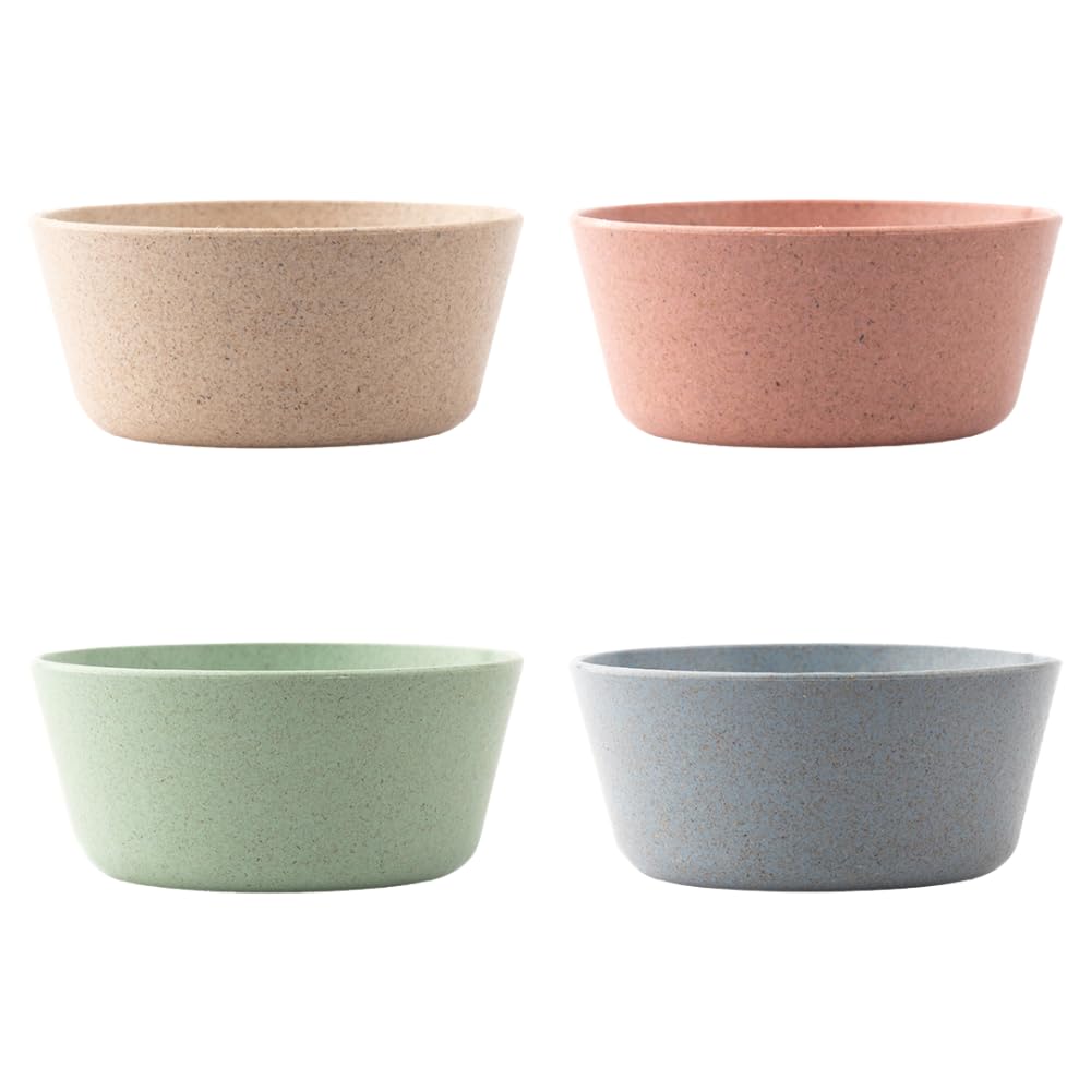 Irida Naturals Eco-Friendly Small Curry Bowl Set - 4 Pack Unbreakable Rice Husk & Bamboo Fiber Bowls for Snacks, Salads, Rice - Microwave Safe, Lightweight Dinnerware for Kids & Adults - Perfect for Home, Office, Picnics & Travel (Multi-Color)