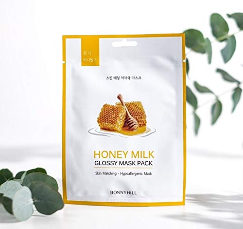 Bonnyhill Honey Milk Gloss Sheet Mask - 2 Pack for Hydrating & Brightening Skin - Perfect for Daily Skincare & Spa Nights