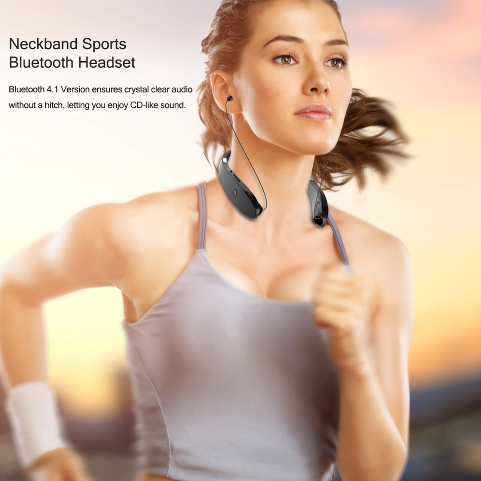 Beartwo Foldable Bluetooth Headphones - Lightweight Wireless Neckband Headset with Noise Cancelling for Running, Gym & Sports | Retractable Design with Carry Case | Perfect for Workouts, Commuting & Travel