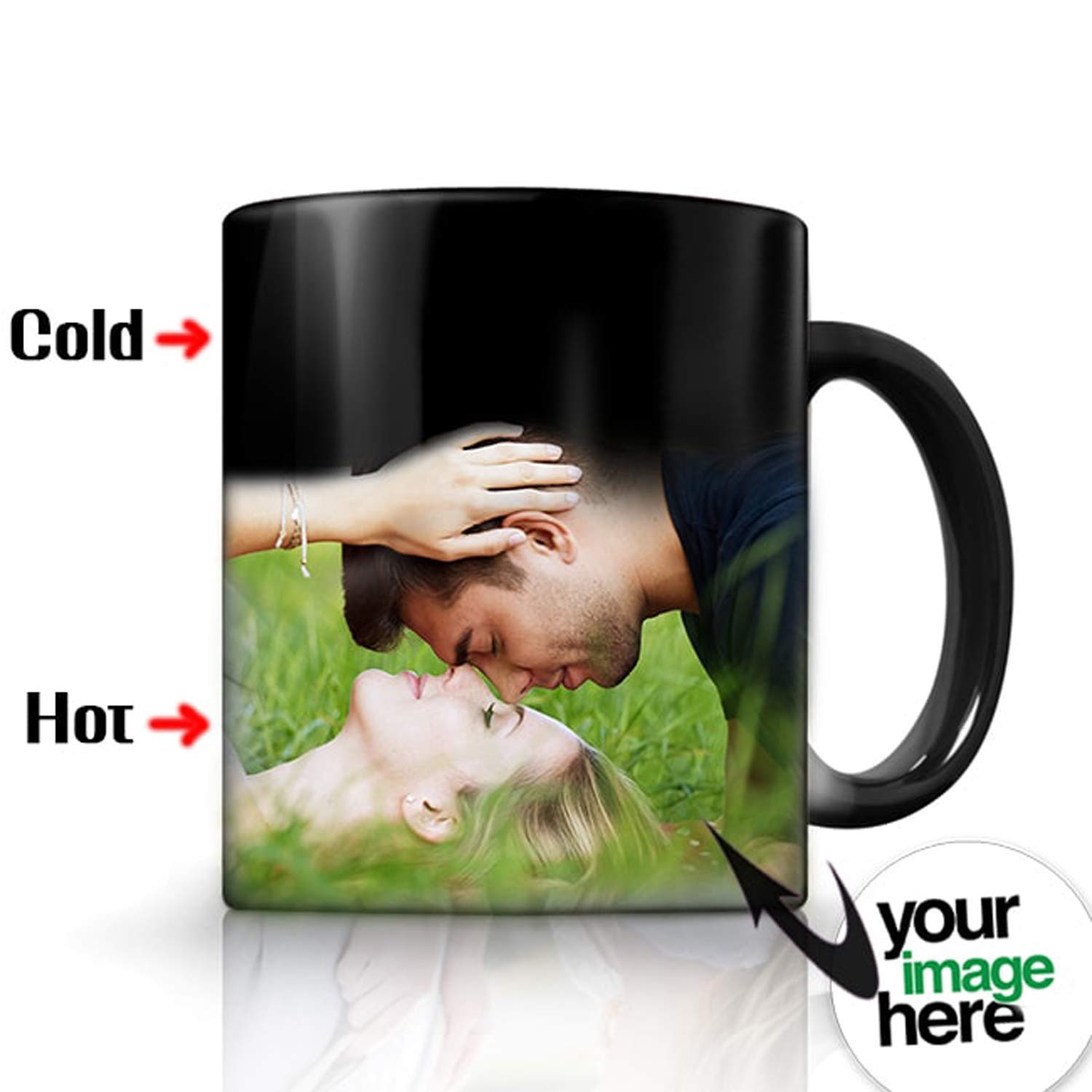 Personalized Magic Photo Mug - 11oz Black Color Changing Ceramic Cup with Custom Picture - Unique Gift for Birthday, Anniversary, Valentine's Day (Husband, Wife, Couples) - Perfect for Coffee, Tea & Surprise Moments
