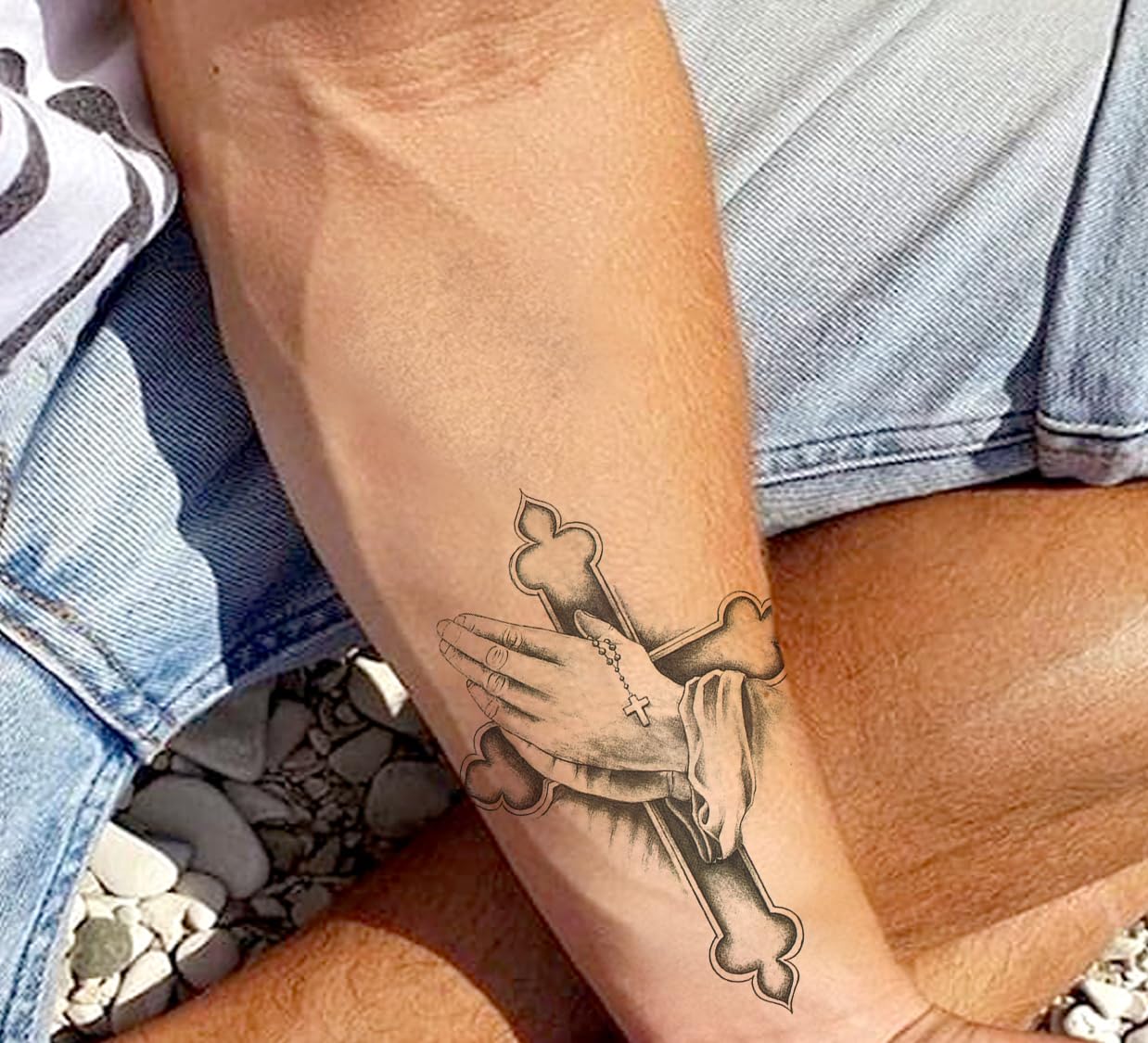 Waterproof Temporary Tattoo Stickers for Men & Women - 3D Realistic Flower, Butterfly, Star, Angel, Wolf Designs - Armband & Word Tattoos - 21x15cm (TH-501) - Perfect for Parties, Festivals & Costume Events