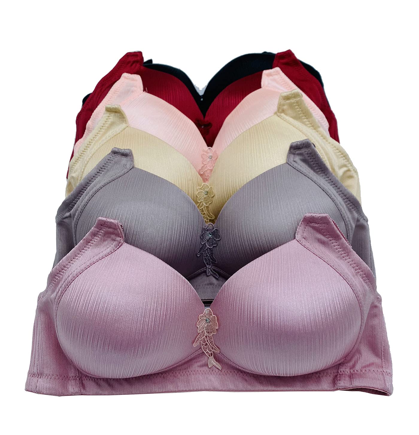 Iheyi 6-Pack Wireless Bras for Women - Full Cup Wire-Free Comfort Bra with Light Padding - Sizes A/B/C/D - Perfect for Everyday Wear, Yoga & Lounge