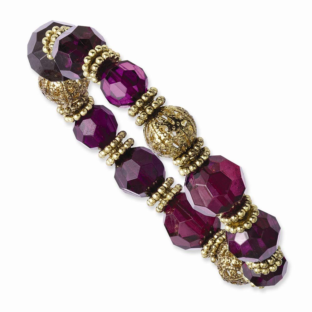 Elegant Gold Tone Purple Crystal Stretch Bracelet for Women | Fashion Jewelry Gift | Perfect for Parties, Weddings & Everyday Wear
