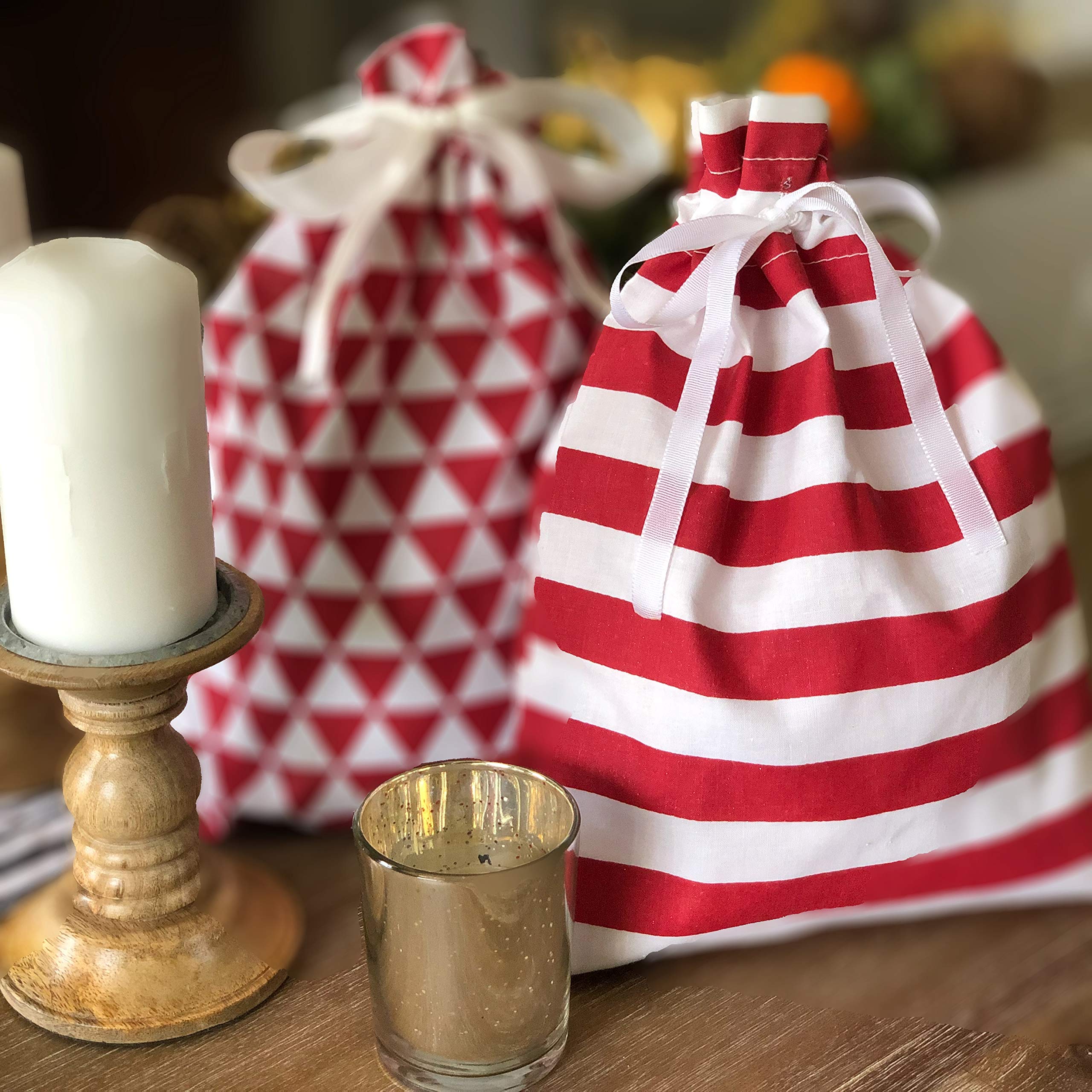Premium 100% Cotton Gift Bags Set of 5 - 3 Large 16