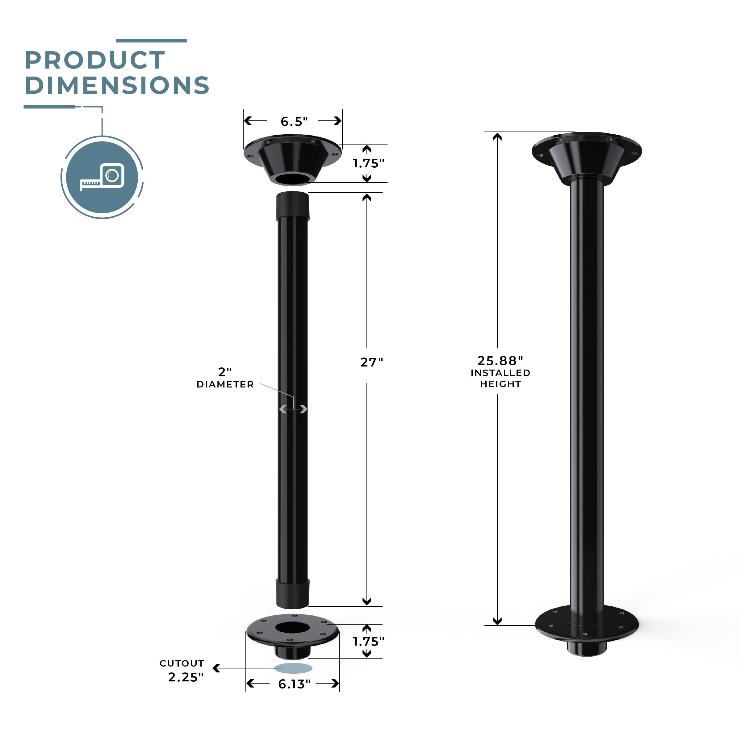 Manufacturers' Select ITC RV or Boat Table Leg System - 2 Complete SurFit 27