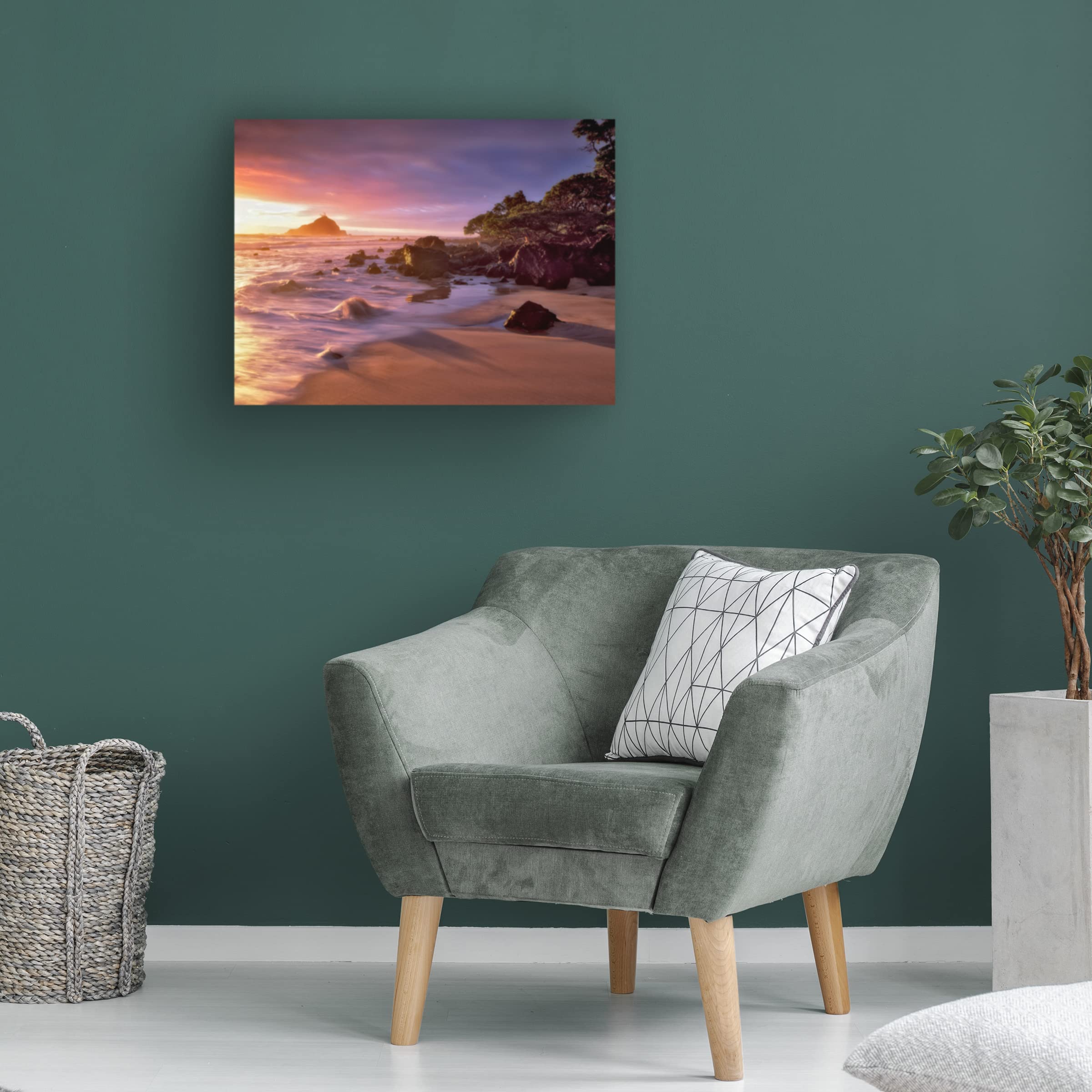 Dennis Frates 'Rocky Coast 11' Canvas Wall Art Print - Coastal Landscape Painting for Living Room, Bedroom & Office Decor