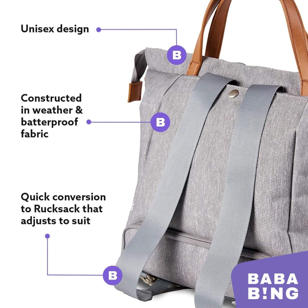 Erin Tote Backpack Changing Bag - Multifunctional Diaper Bag with Changing Pad, 2 Removable Pouches, Insulated Bottle Pocket & Stroller Straps - Perfect for Moms & Baby Essentials - Grey BB75 | Ideal for Travel, Daycare & On-the-Go Parenting