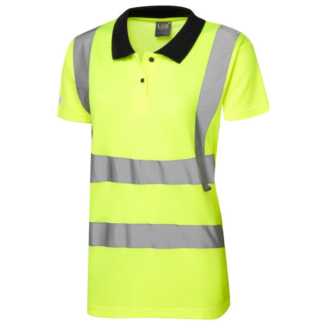 LEO Lana ISO 20471 Class 2 High Visibility Women's Polo Shirt - Comfortable EcoViz Reflective Workwear for Construction & Safety Professionals