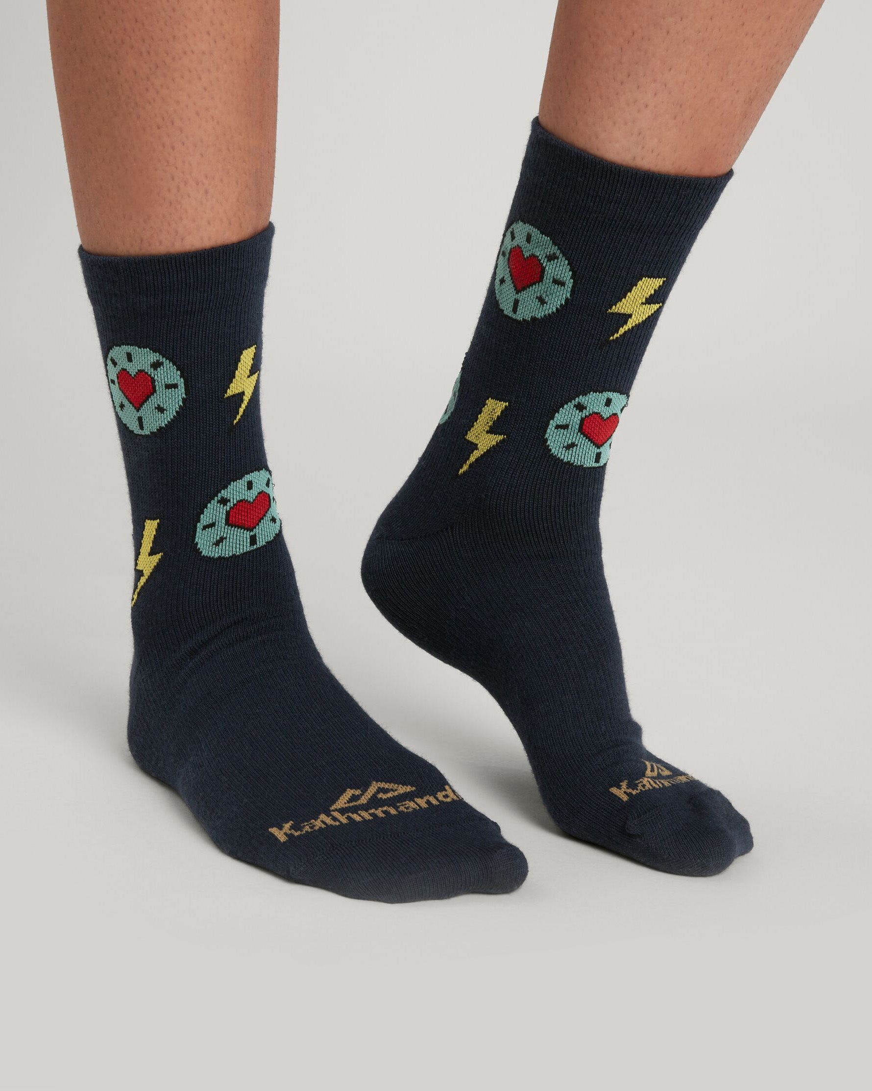 MerinoLINK Federate Socks - Meteor Lightning Heart Print Wool Socks for Men & Women - Comfortable Hiking & Outdoor Activities Socks