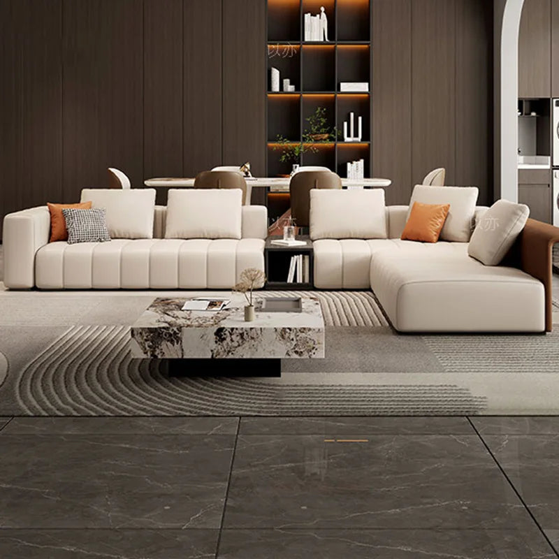 Premium Modular Sectional Leather Sofa Set - Luxury Comfort & Timeless Design for Living Room, Home Theater & Office Lounge