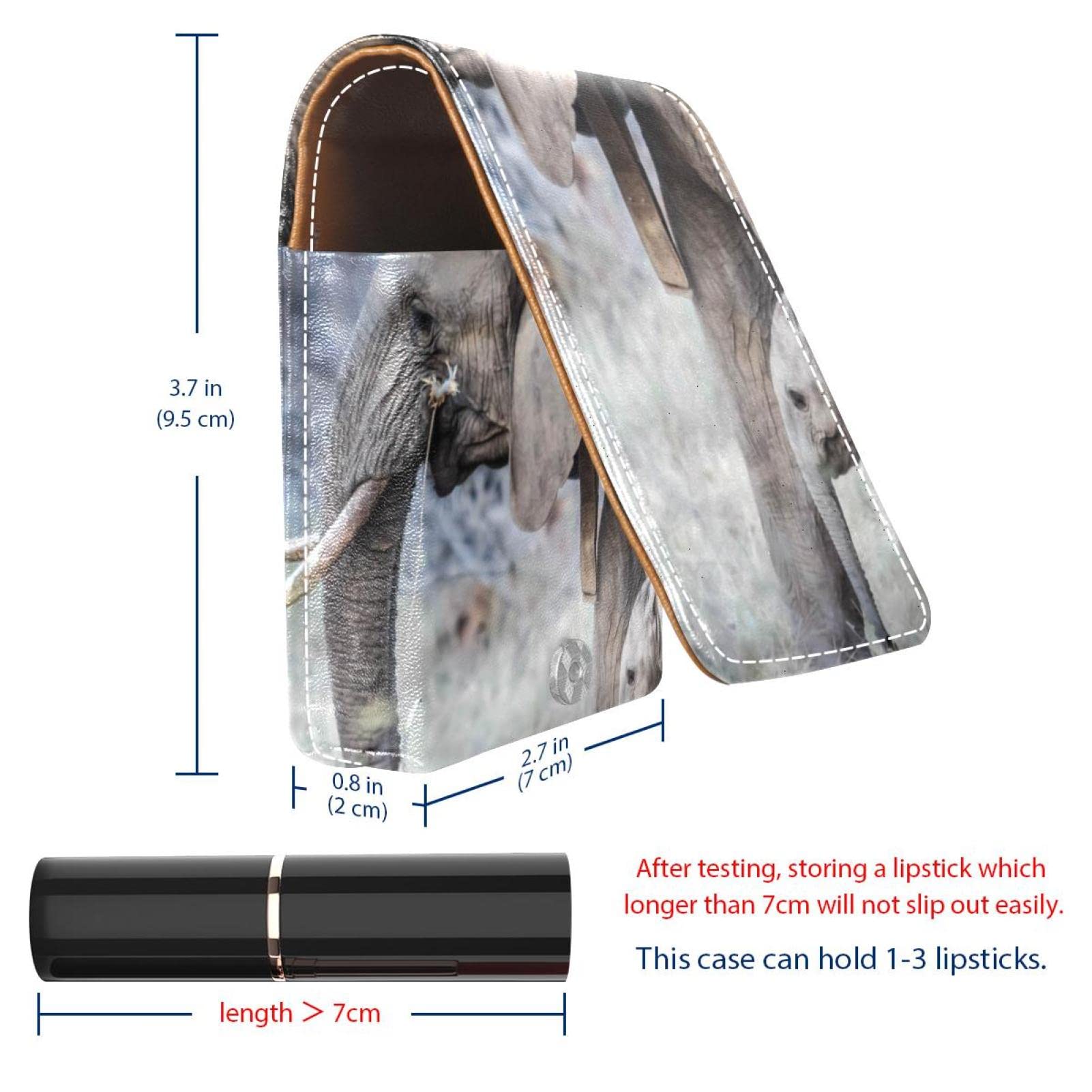 Personalized Lipstick Case - Portable Makeup Bag & Cosmetic Pouch Organizer with Mother & Baby Elephant Design - Perfect for Travel, Gift Giving & Daily Makeup Storage
