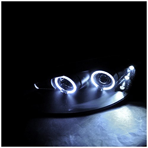 Spec-D Tuning Black LED Dual Halo Projector Headlights for Dodge Intrepid - High Performance Aftermarket Headlights for Night Driving & Custom Car Styling
