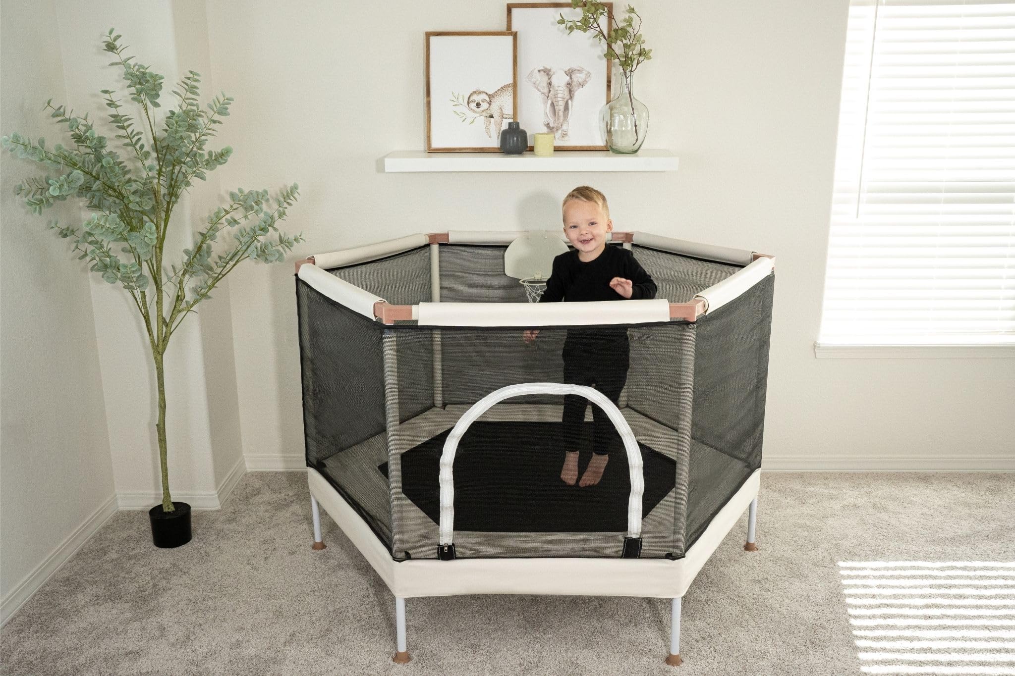 Best Kids Trampoline with Safety Net & Basketball Hoop - 220lb Capacity Indoor/Outdoor Toddler Trampoline for Boys & Girls | Ultra Safe No-Gap Design | Perfect Birthday Gift for Backyard, Playroom & Outdoor Fun