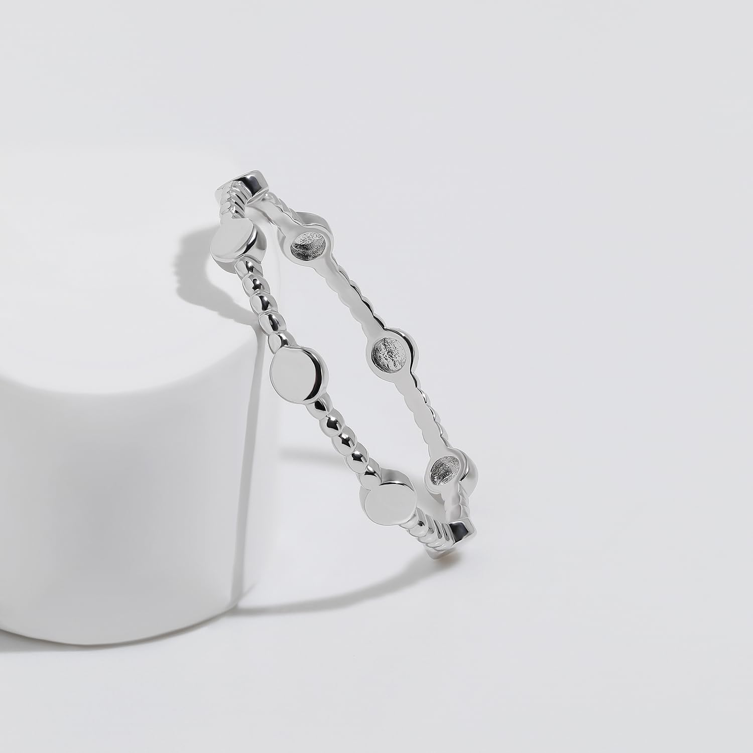 Meissa Sterling Silver Stacking Rings for Women - Gold Plated Stackable Rings with Tiny Cube Beads | Handmade Thin Silver Rings in Gold | Perfect for Layering, Everyday Wear & Gift Giving