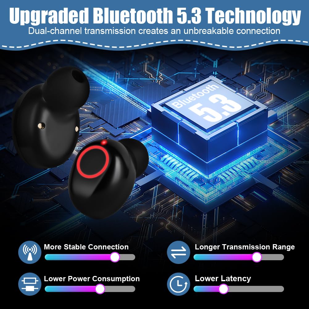 AXFEE Wireless Earbuds Bluetooth 5.3 Headphones with Slide Charging Case, Dual LED Display, IPX7 Waterproof, Fast Charging - Perfect for Gym, Running, Workouts & Commuting