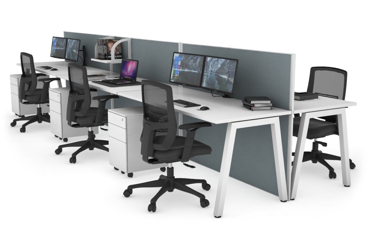 Horizon Quadro 6-Person Office Workstation Bench with A-Legs - 1400mm x 700mm (55