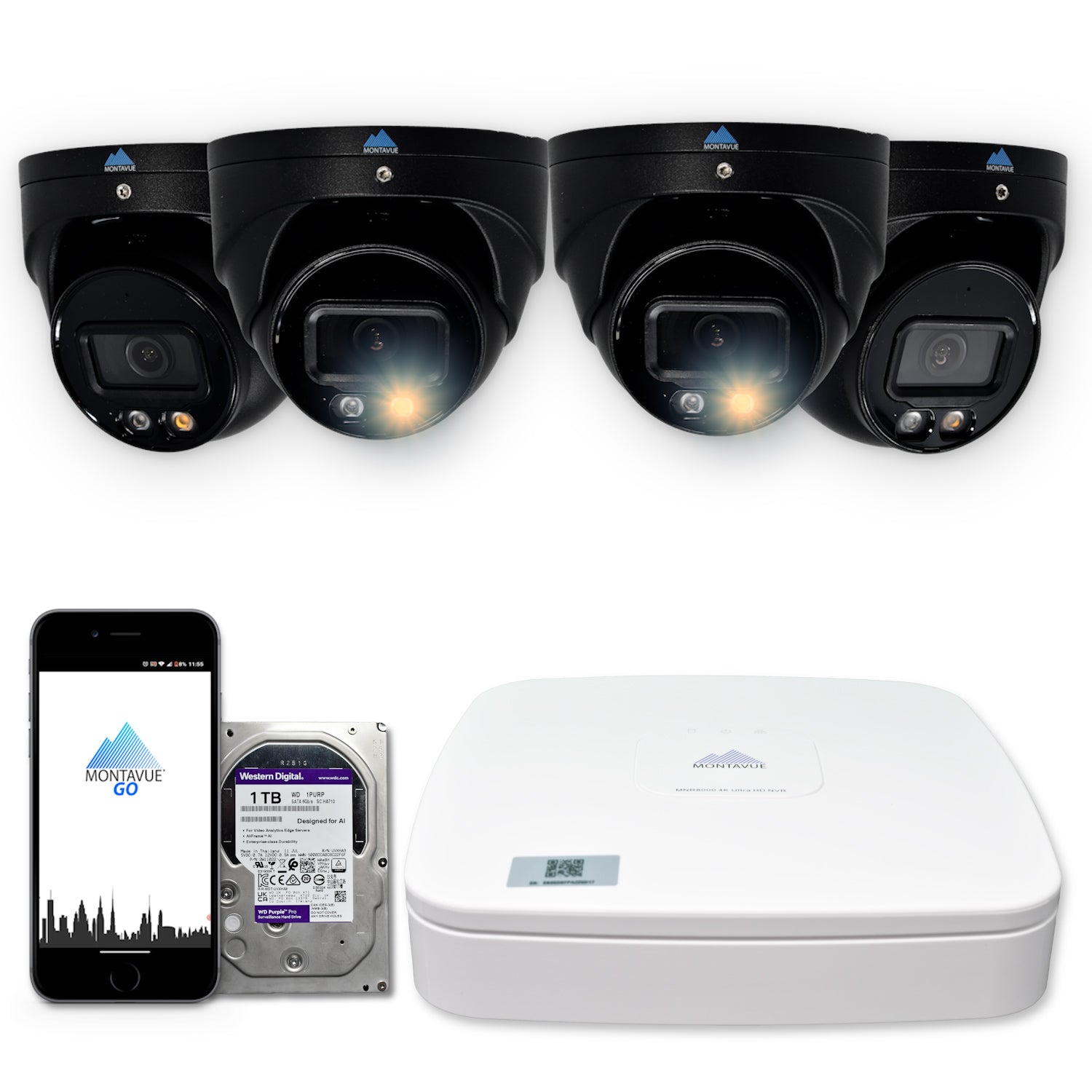 MTT4095 4MP 2K Security Camera System - 4 Channel NVR with 1TB HDD, SMD+ & Turret Cameras for Home & Business Surveillance | Indoor/Outdoor Protection