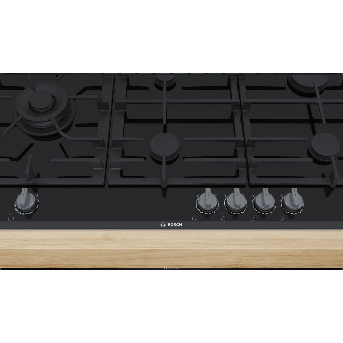 Bosch Series 8 Accentline 90cm Gas Cooktop - Black Ceramic Glass PRS9A6L70A | Professional 5 Burner Gas Stove for Modern Kitchen Cooking, Grilling & Entertaining