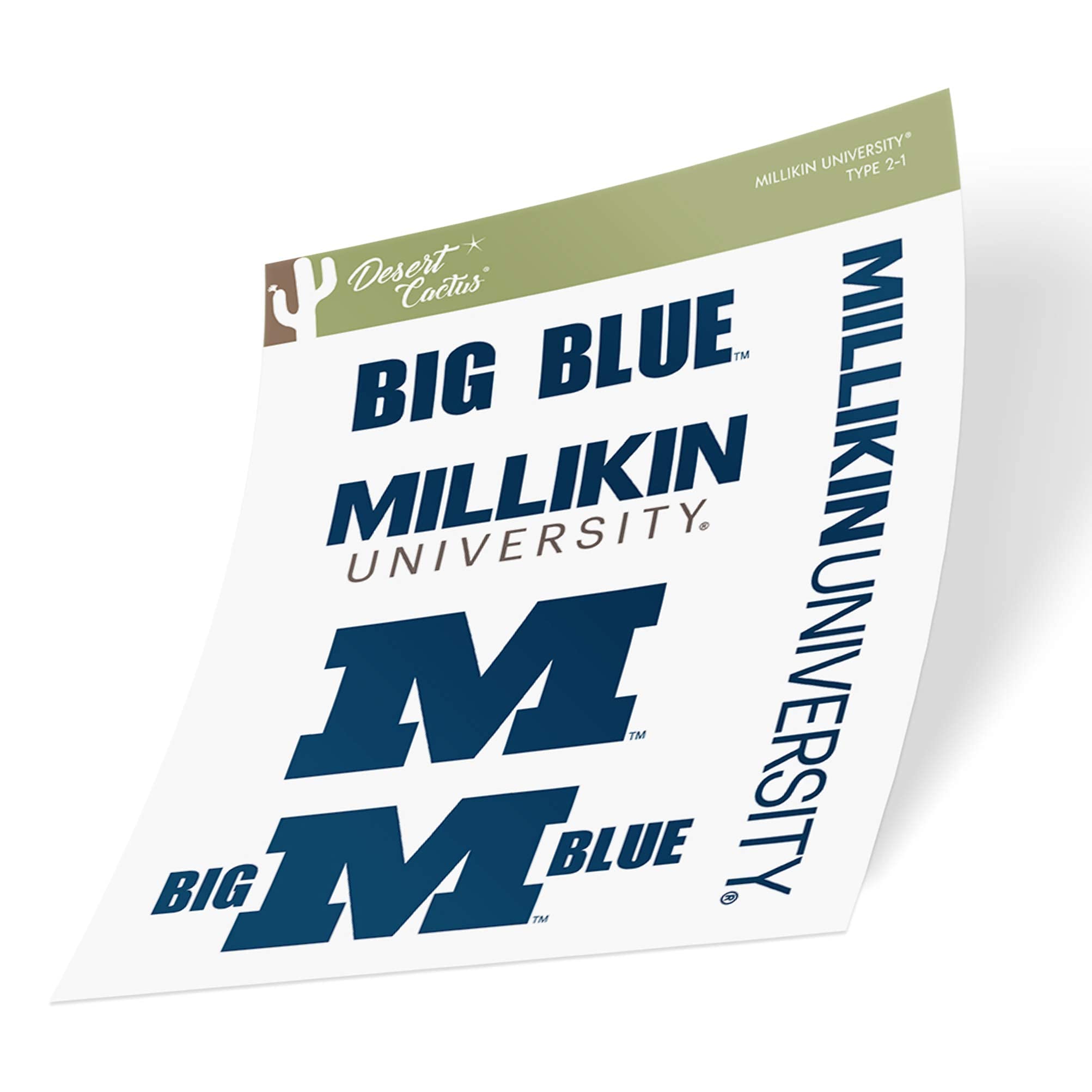Desert Cactus Millikin University Sticker - MU Big Blue Vinyl Decals for Laptop, Water Bottle, Car & Scrapbook - Premium T2 Vinyl Stickers for College Pride, Dorm Decor & School Spirit | Perfect for Students, Alumni & Fans