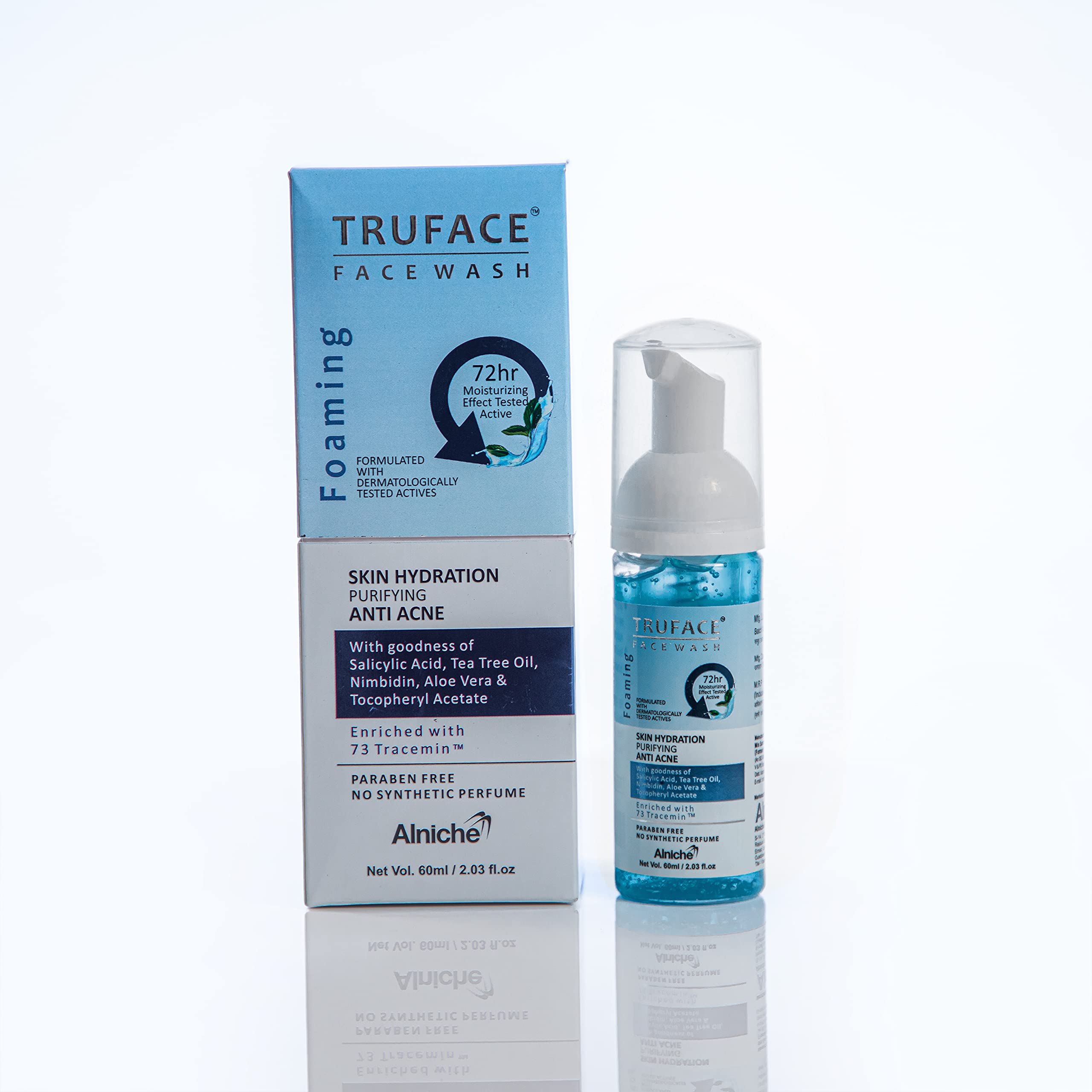 THE 9192 Alniche Tru-face Foaming Face Wash - 60ml Gentle Cleanser for Acne & Oily Skin | Daily Facial Cleansing for Men & Women | Perfect for Travel & Gym