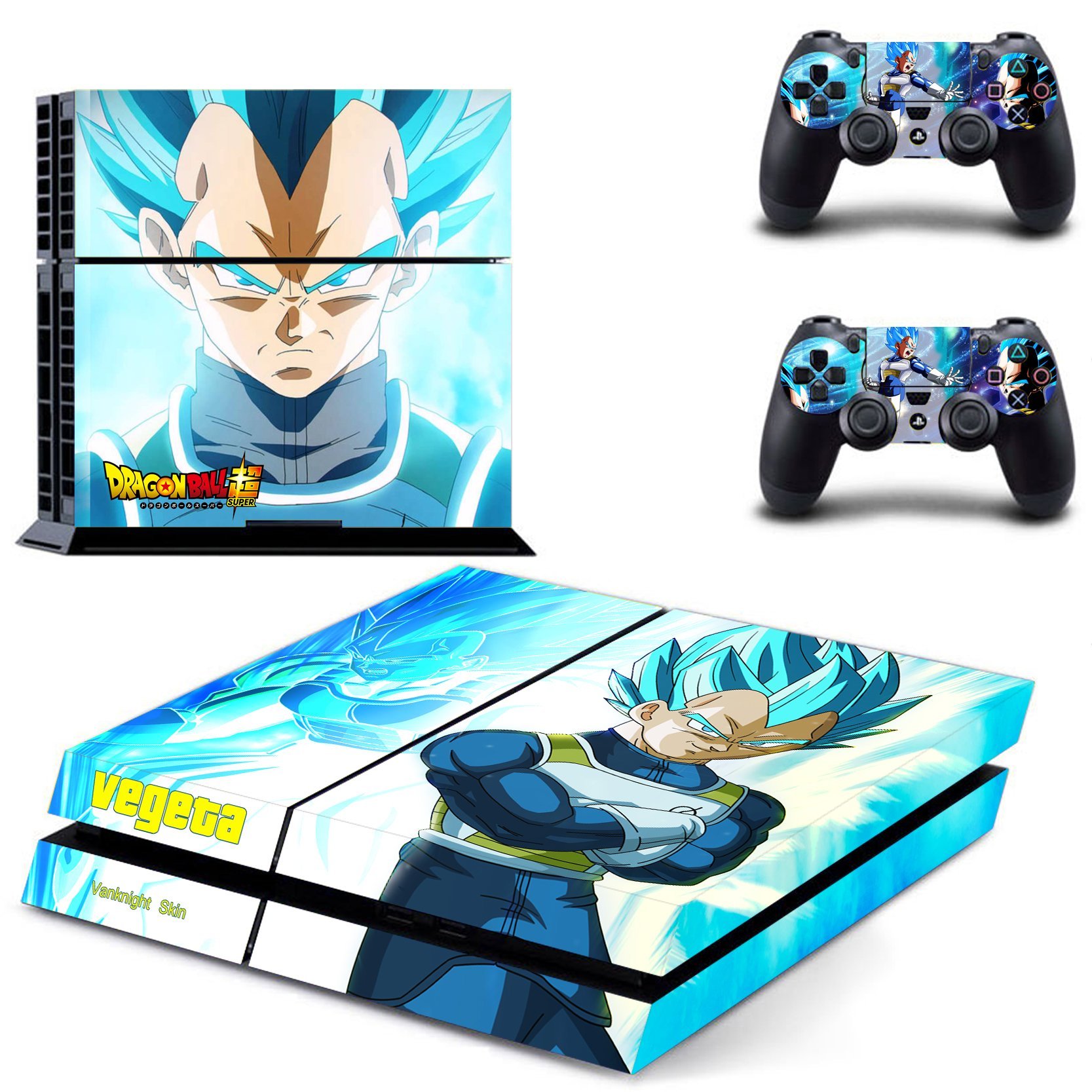 Vanknight Anime Vegeta Vinyl Decal Skin Stickers for PS4 Console & Controllers - Custom Protective Cover for Playstation 4 Gaming Accessories | Perfect for Gaming Setups, Themed Rooms & Anime Fans