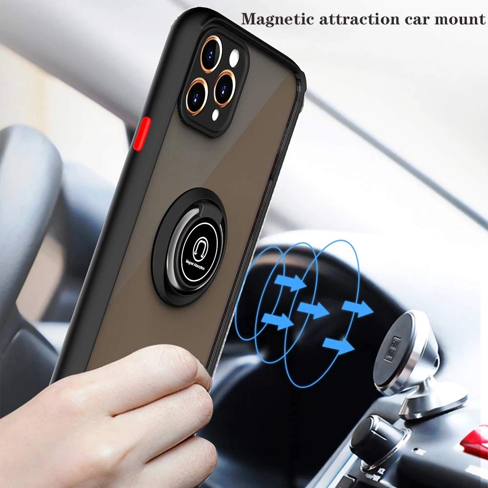 Premium Matte Black Camera Lens Protector Case for iPhone 11 Pro (5.8-Inch) with Ring Stand - Shatterproof Protection & Stylish Design for Travel, Photography & Everyday Use