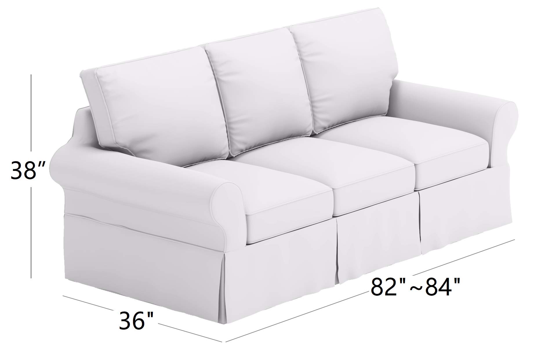Premium Dense Cotton Sleeper Sofa Cover - Fits Pottery Barn PB Basic 3-Seat Sleeper Sofa Bed | Durable White 3-Seater Slipcover for Living Room, Guest Room & Home Theater Comfort