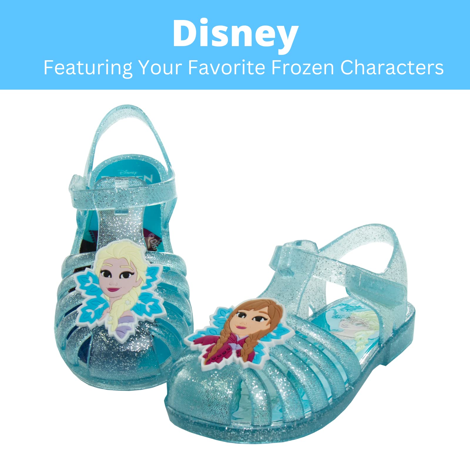 Disney Frozen Jelly Sandals for Girls - Toddler & Little Kid Size - Comfortable Summer Beach Shoes for Outdoor Play & Pool Party