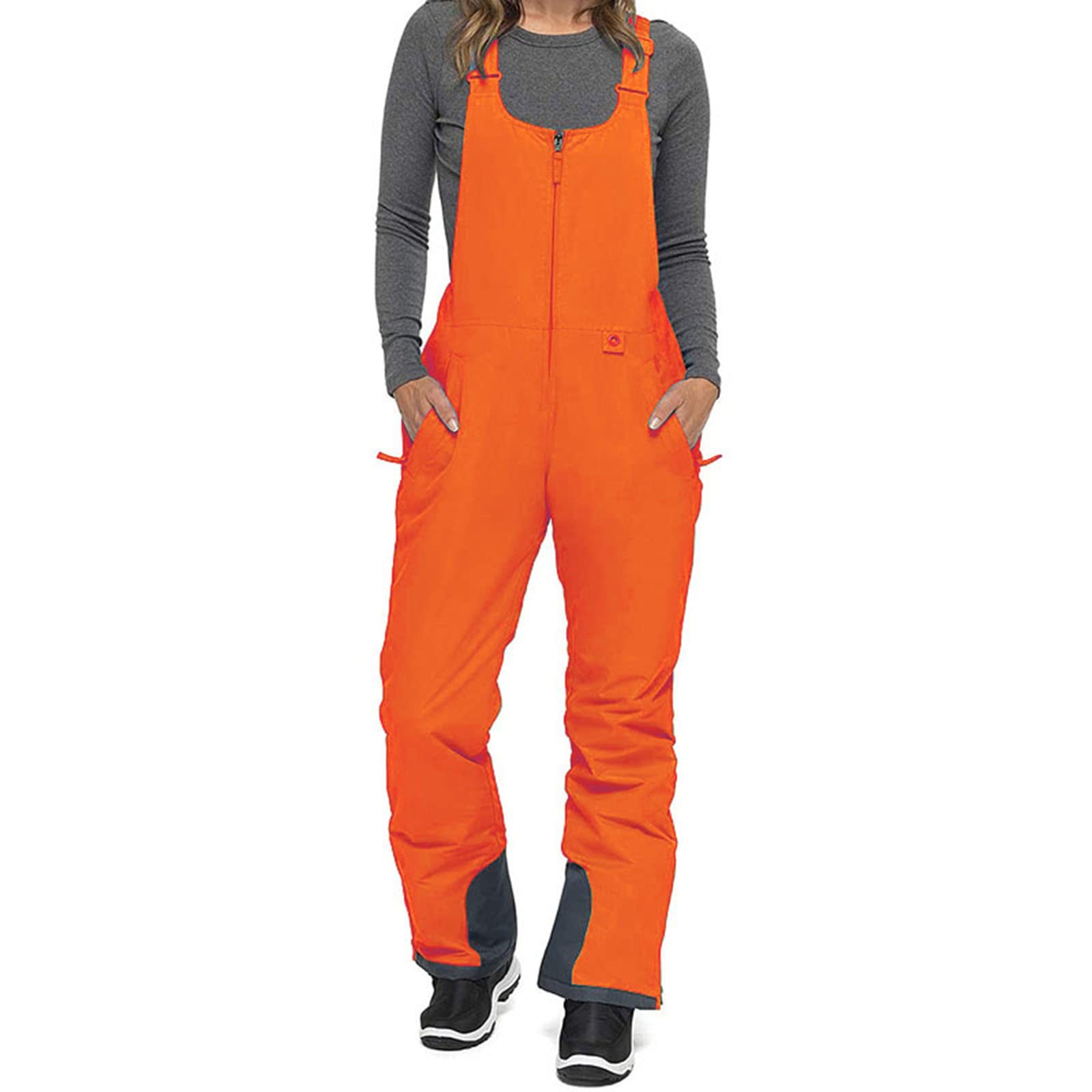 Women's Waterproof Insulated Ski Snow Bib Overalls - Winter Thermal Snowboard Pants for Women, Baggy Sleeveless Long Bib Pants - Perfect for Skiing, Snowboarding & Cold Weather Outdoor Activities