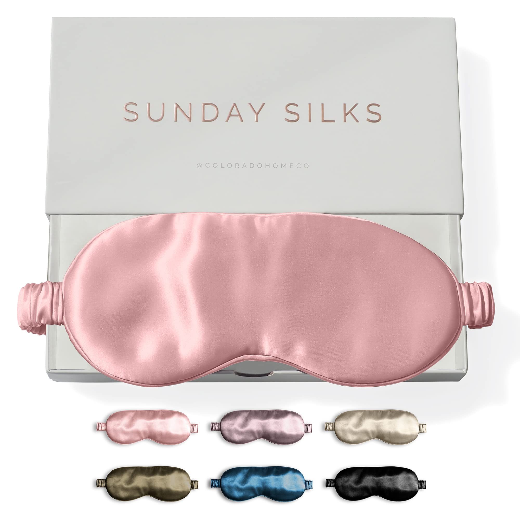 SUNDAYSILKS™ Premium 100% Mulberry Silk Sleep Mask - Blackout Eye Cover for Women & Men | Ultra Soft Silk Eye Mask for Sleeping, Travel & Relaxation | Light Blocking Sleep Mask for Night Use & Nap Time [Pink Quartz]