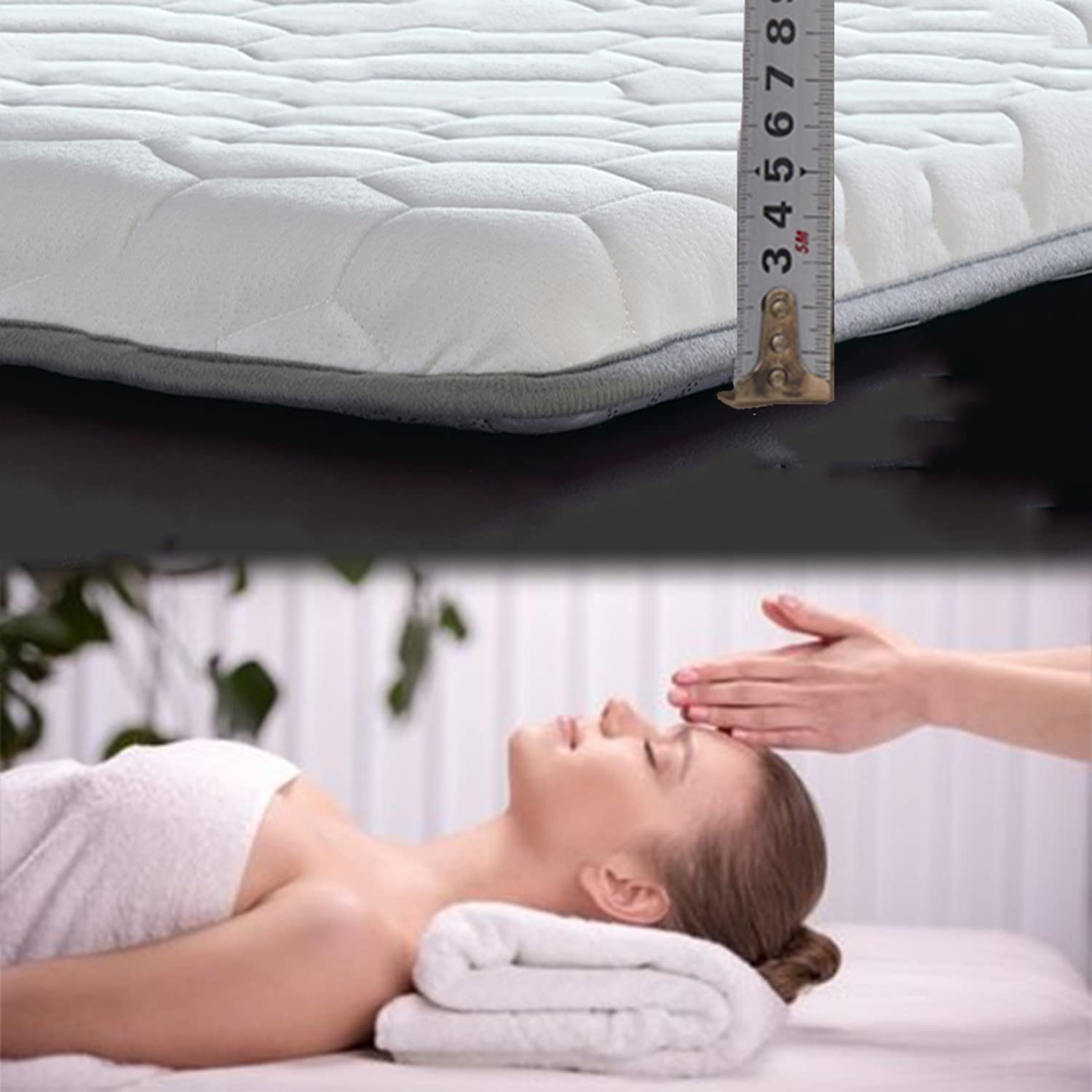 Premium Memory Foam Massage Bed Topper - 60x180cm Thickened Spa Table Mattress Pad with Elastic Bands & Breathable Face Hole - Gray Salon Bed Cushion for Tattoo, Beauty & Massage Therapy - Perfect for Professional Salons, Spas and Home Relaxation