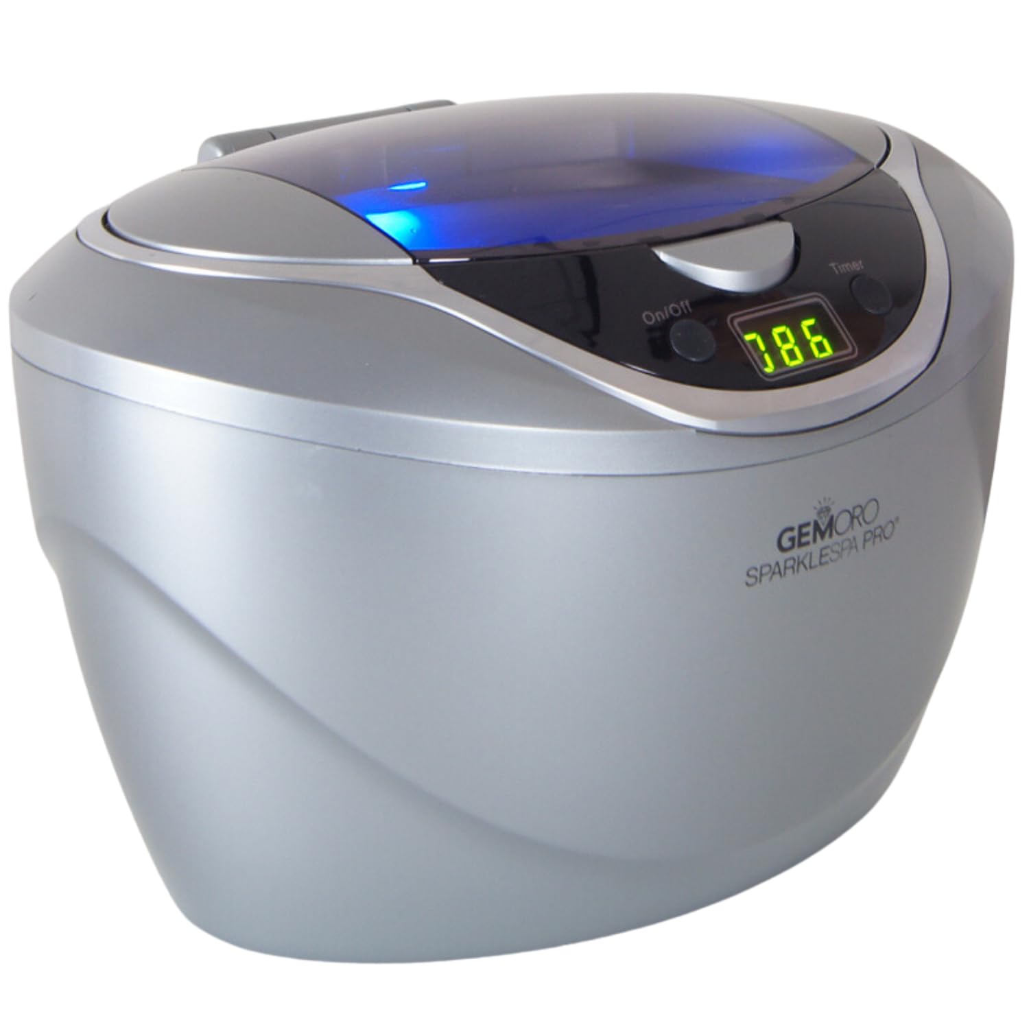 GemOro Sparkle Spa Pro Ultrasonic Jewelry Cleaner - 5 Programmable Timer Settings for Rings, Watches, Earrings & More | Digital Timer Professional Cleaning Machine (Slate Gray) | Perfect for Home Jewelry Care, Wedding Ring Maintenance & Watch Cleaning