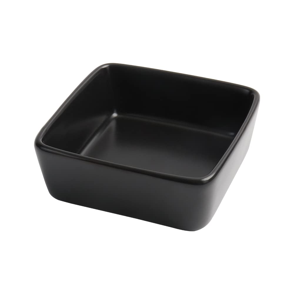 Vibrant Candy Color Ceramic Paper Clip Holder - 3.5 Inch Square Desk Organizer for Paperclips & Binder Clips | Cute Office Stationery Accessory for Home, School & Workplace (Black)